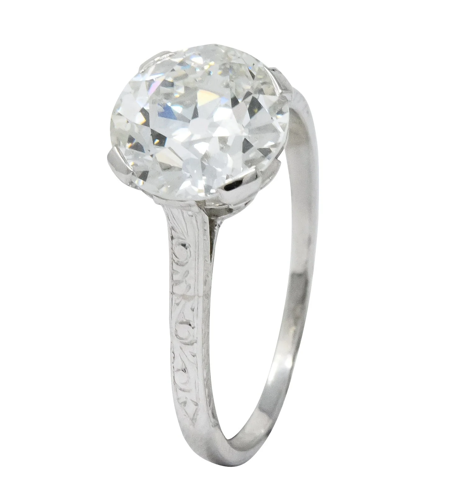 Gillot & Co. 3.21 CTW Old European Diamond Platinum Engagement Ring GIA - Image 8