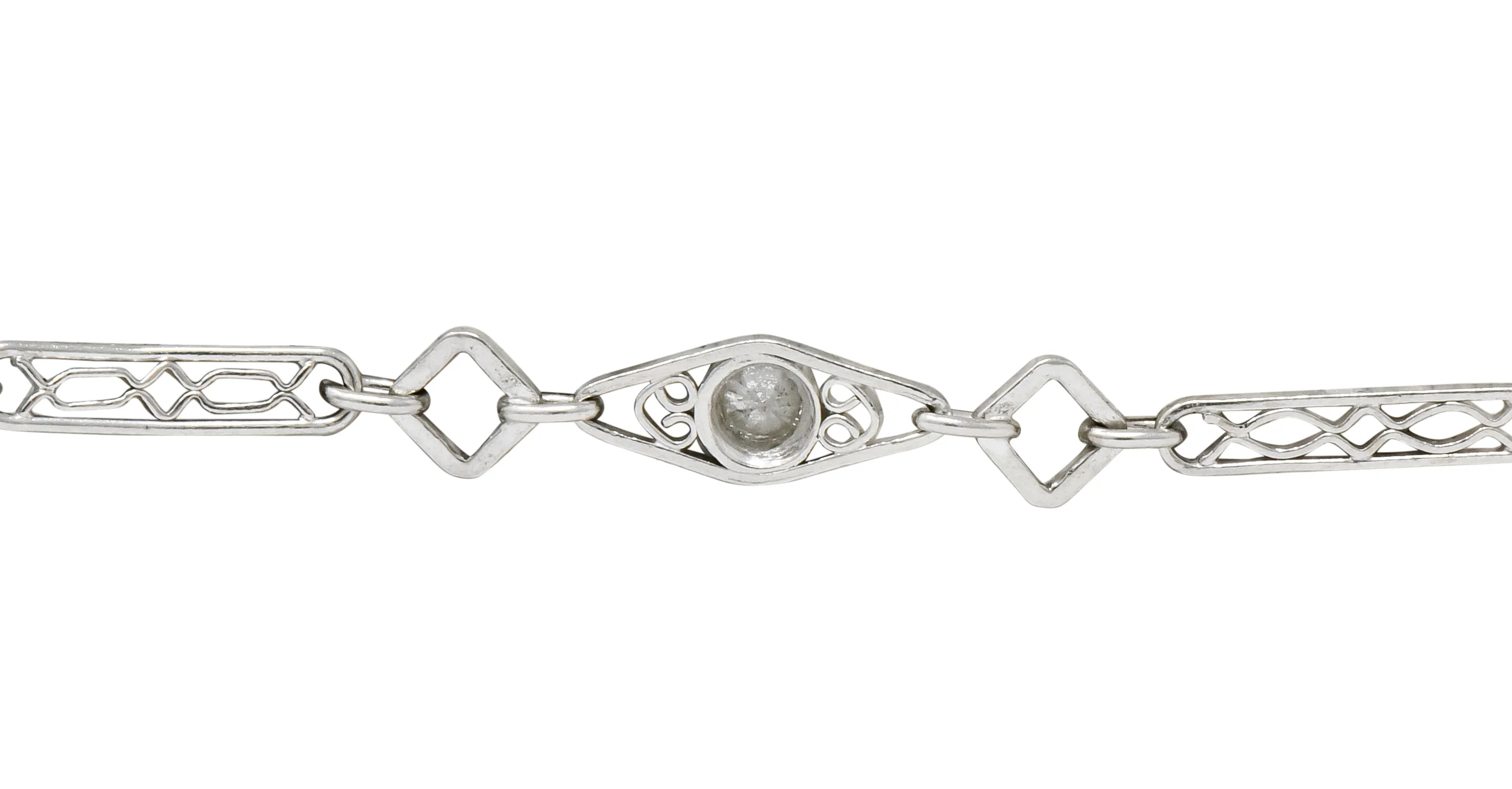 Graceful Art Deco Diamond Platinum Filigree Link Bracelet - Image 6