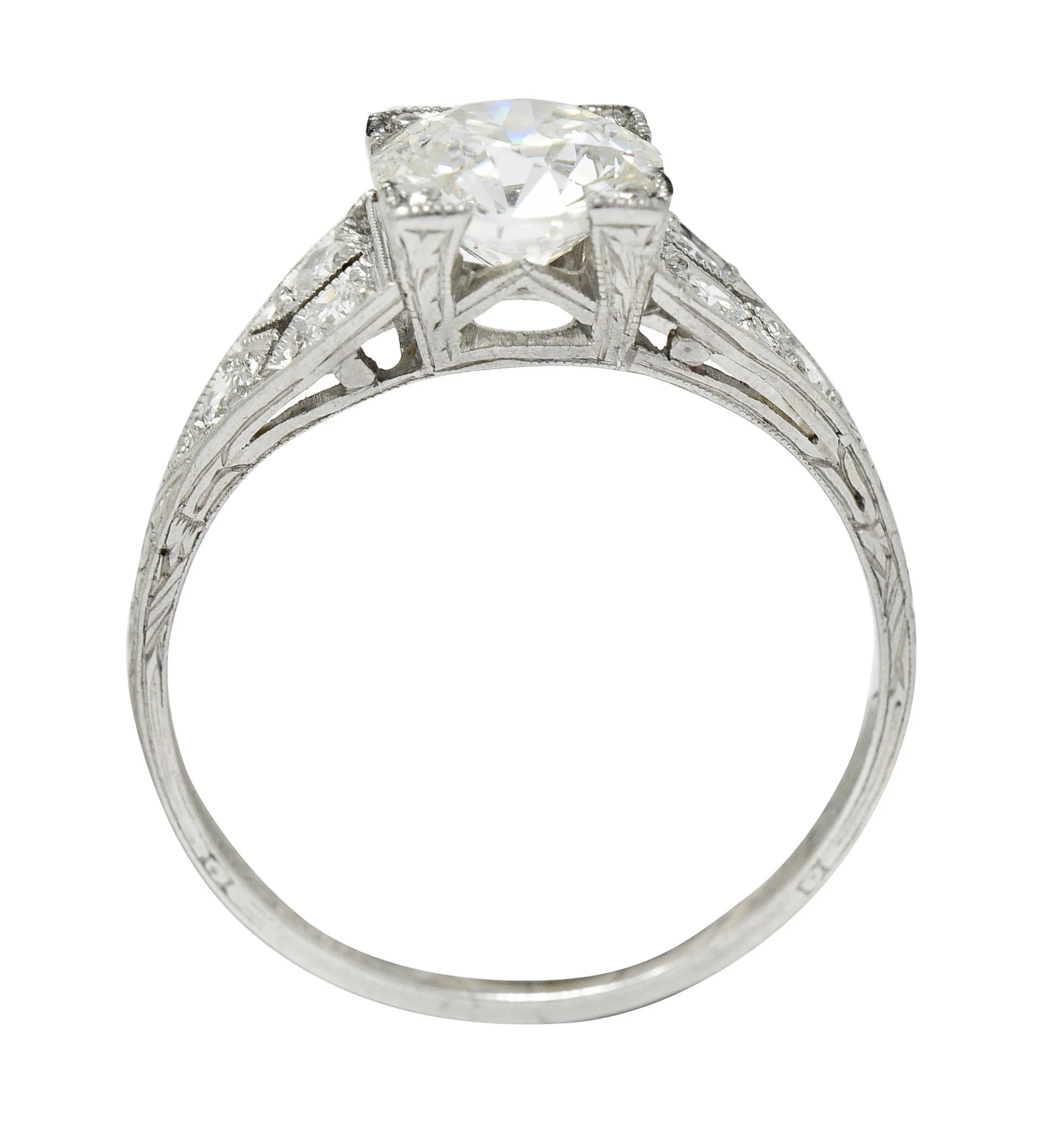 Graf Art Deco 1.36 CTW Diamond Platinum Engagement Ring GIA - Image 7