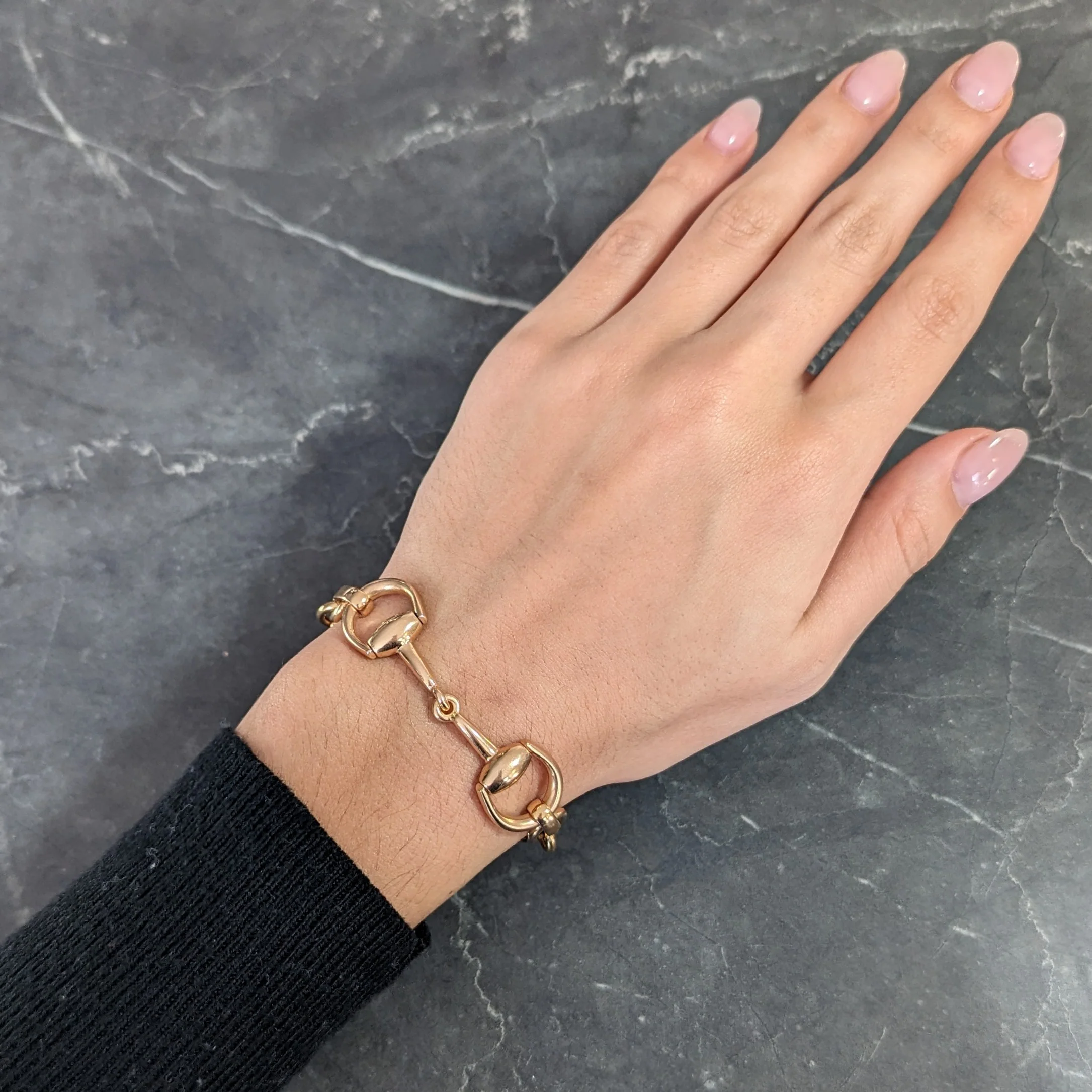 Gucci 18 Karat Rose Gold Horse-Bit Vintage Link Bracelet - Image 10