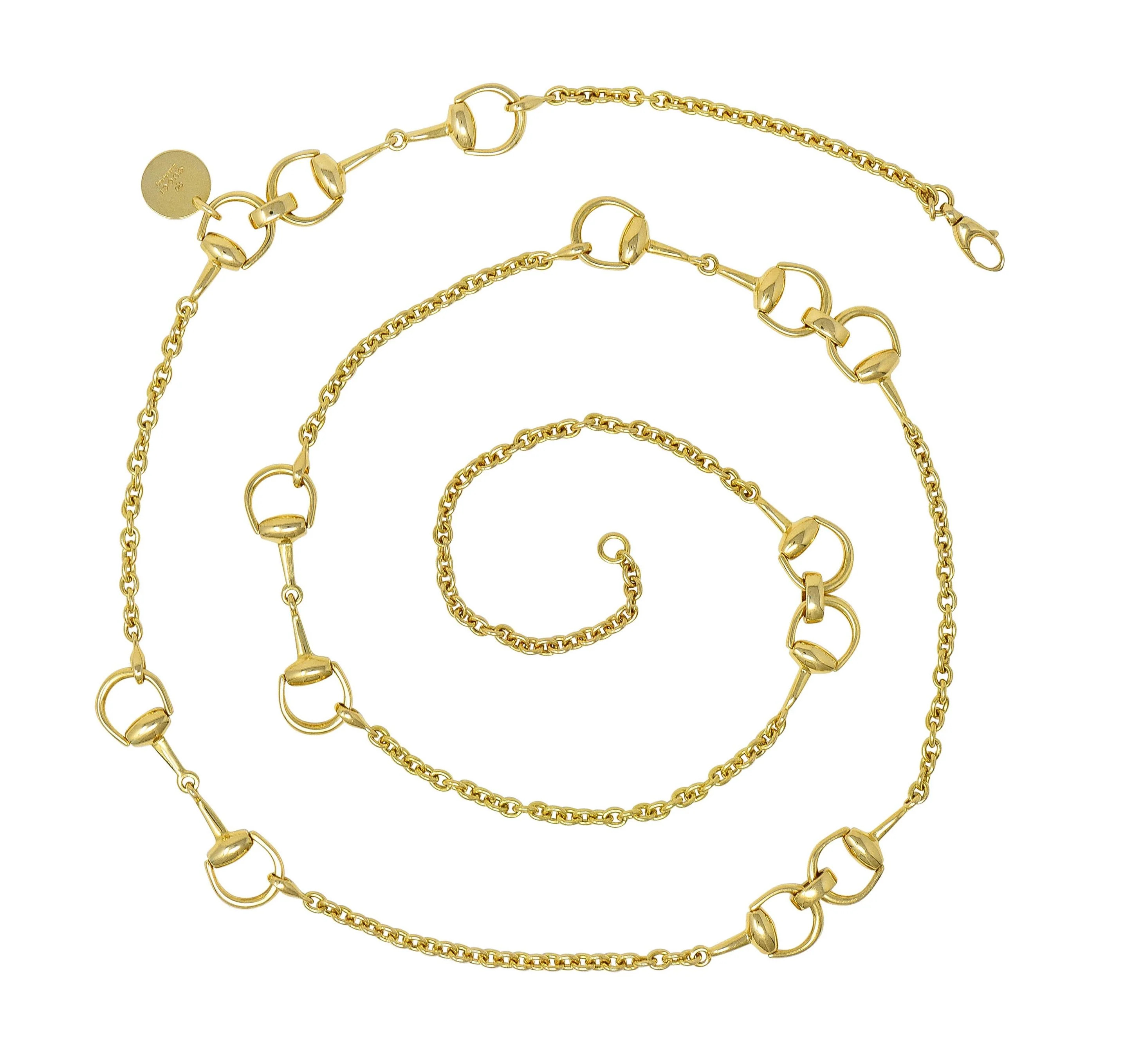 Gucci 1990's 18 Karat Yellow Gold Vintage Horsebit Long Chain Necklace - Image 3