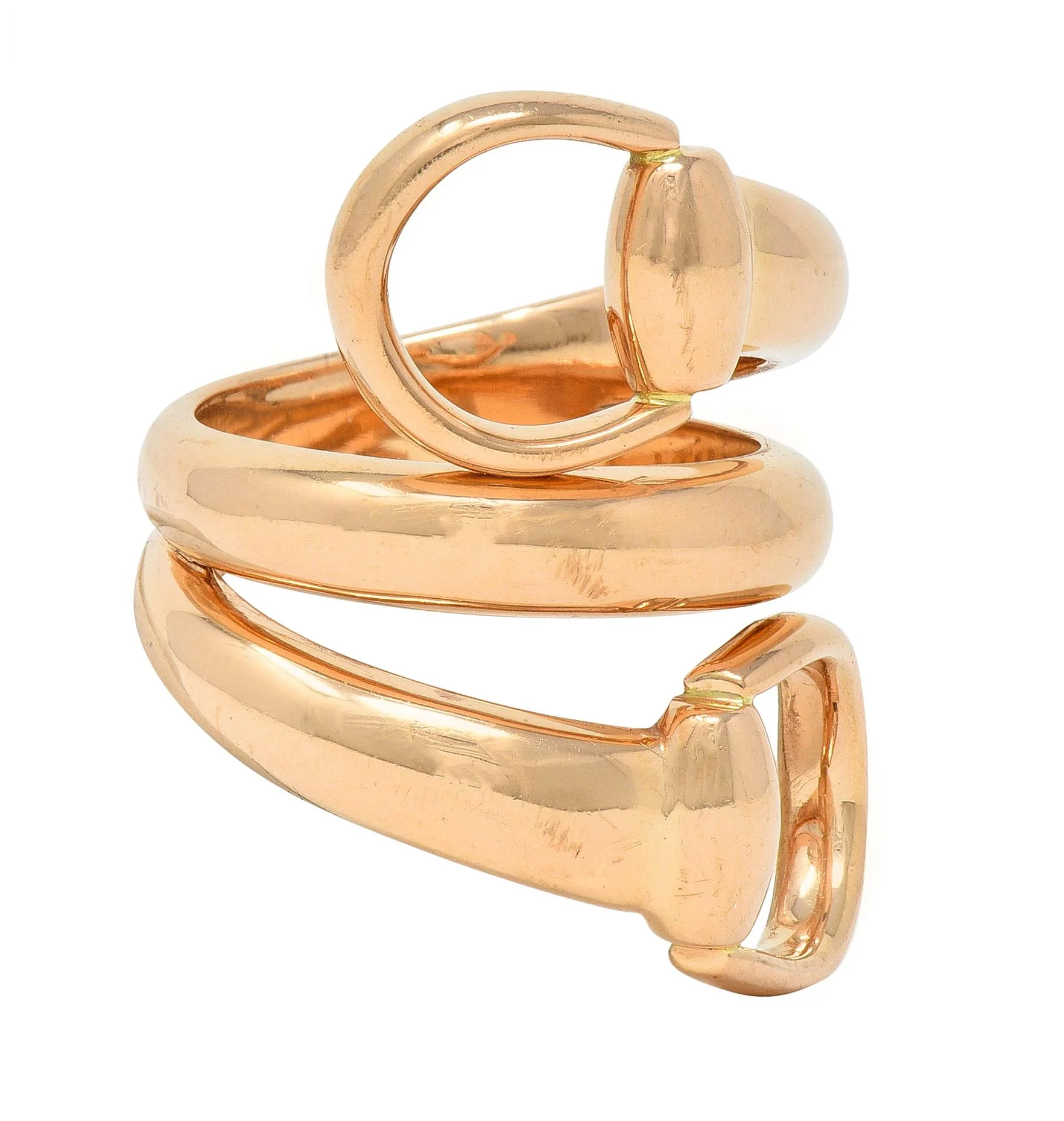 Gucci Contemporary 18 Karat Rose Gold Horsebit Wrap Ring - Image 2