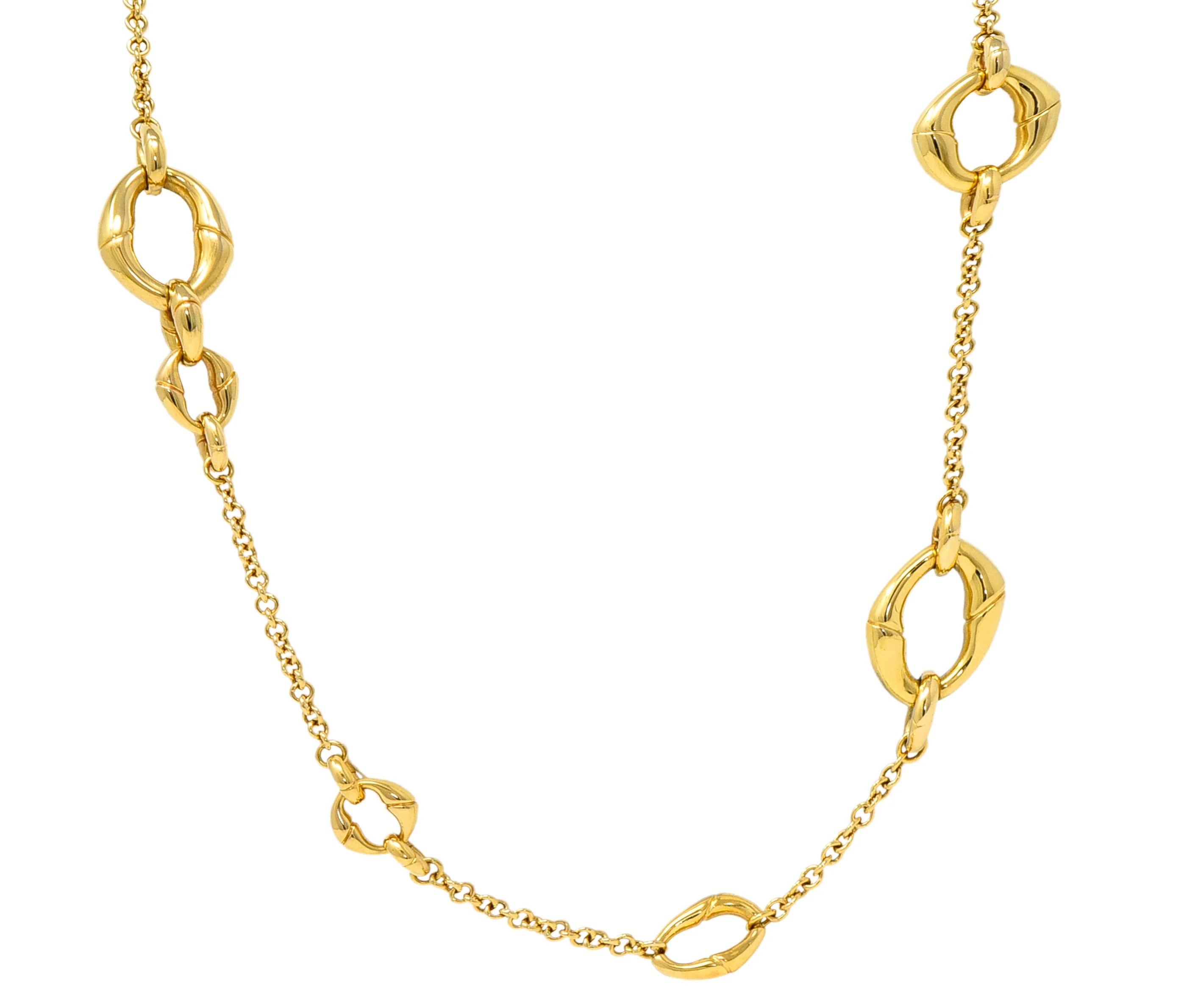 Gucci Contemporary 18 Karat Yellow Gold Bamboo Link Station Necklace - Image 10