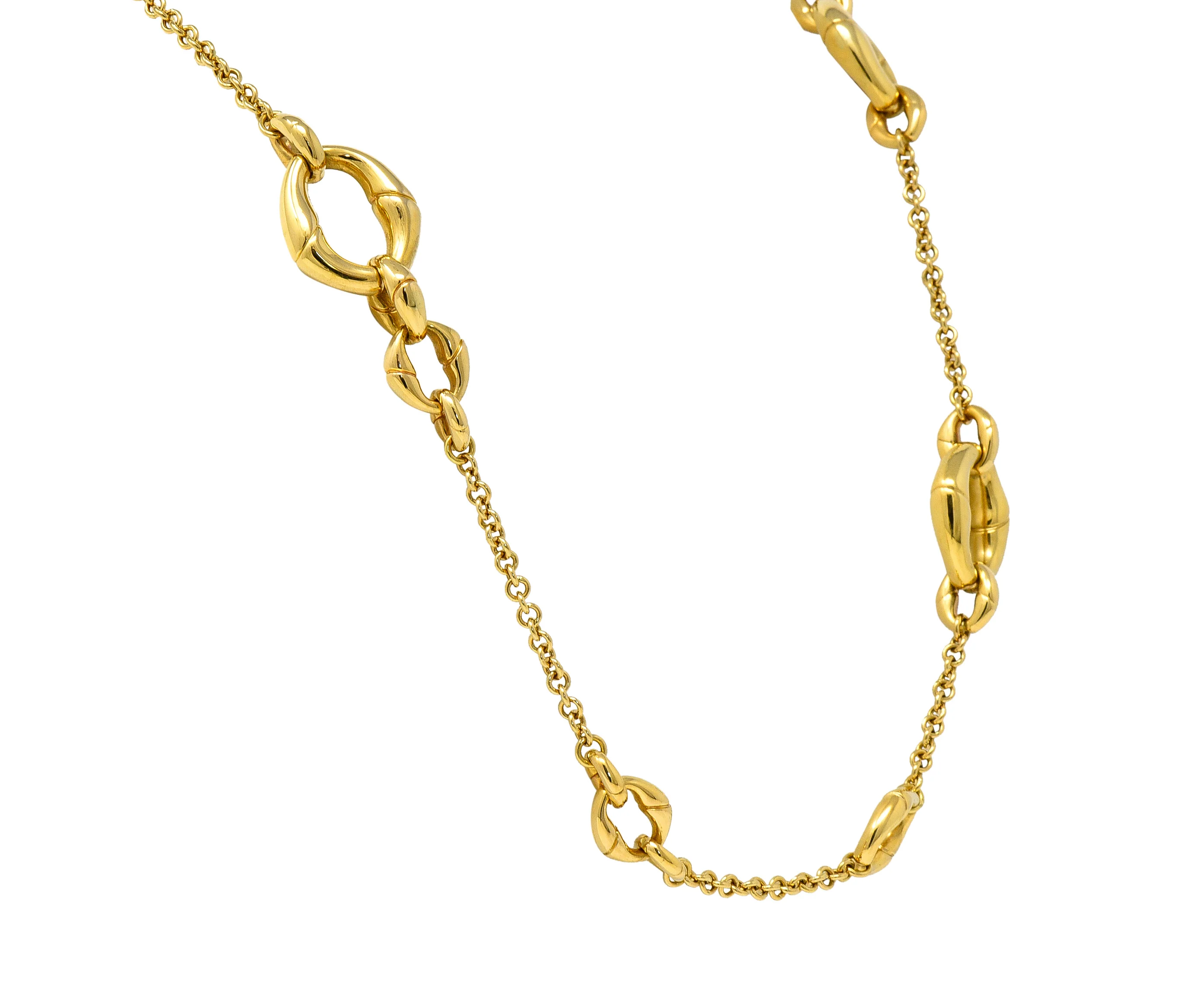 Gucci Contemporary 18 Karat Yellow Gold Bamboo Link Station Necklace - Image 3
