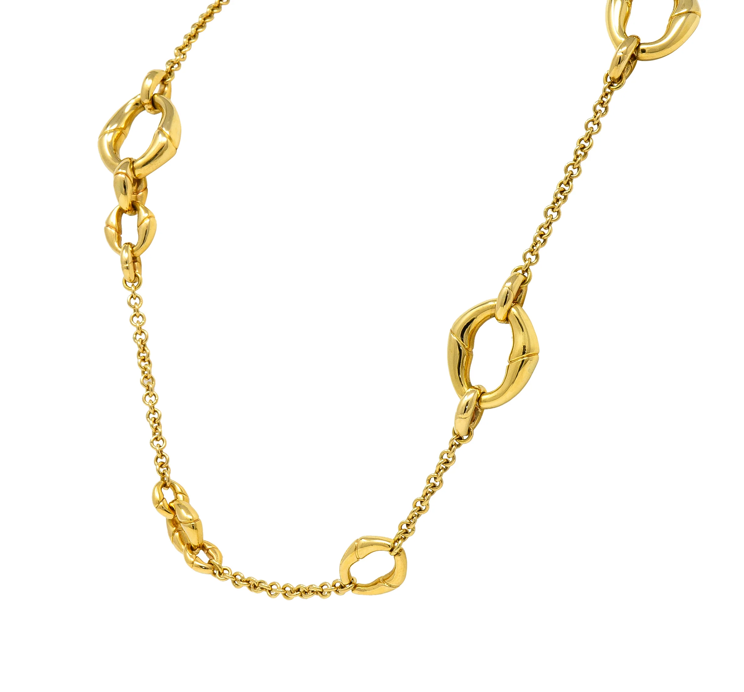 Gucci Contemporary 18 Karat Yellow Gold Bamboo Link Station Necklace - Image 4