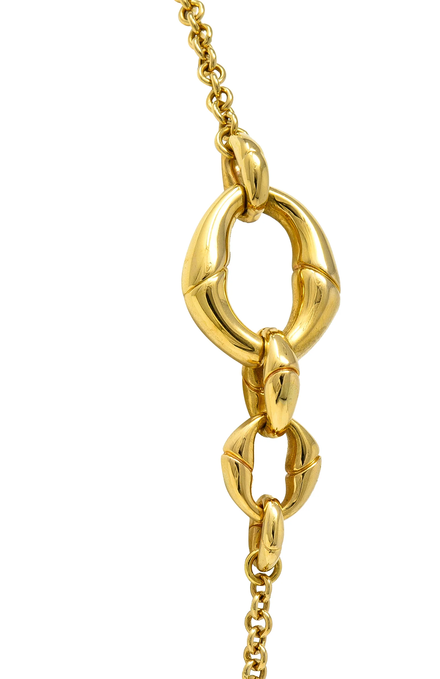 Gucci Contemporary 18 Karat Yellow Gold Bamboo Link Station Necklace - Image 8