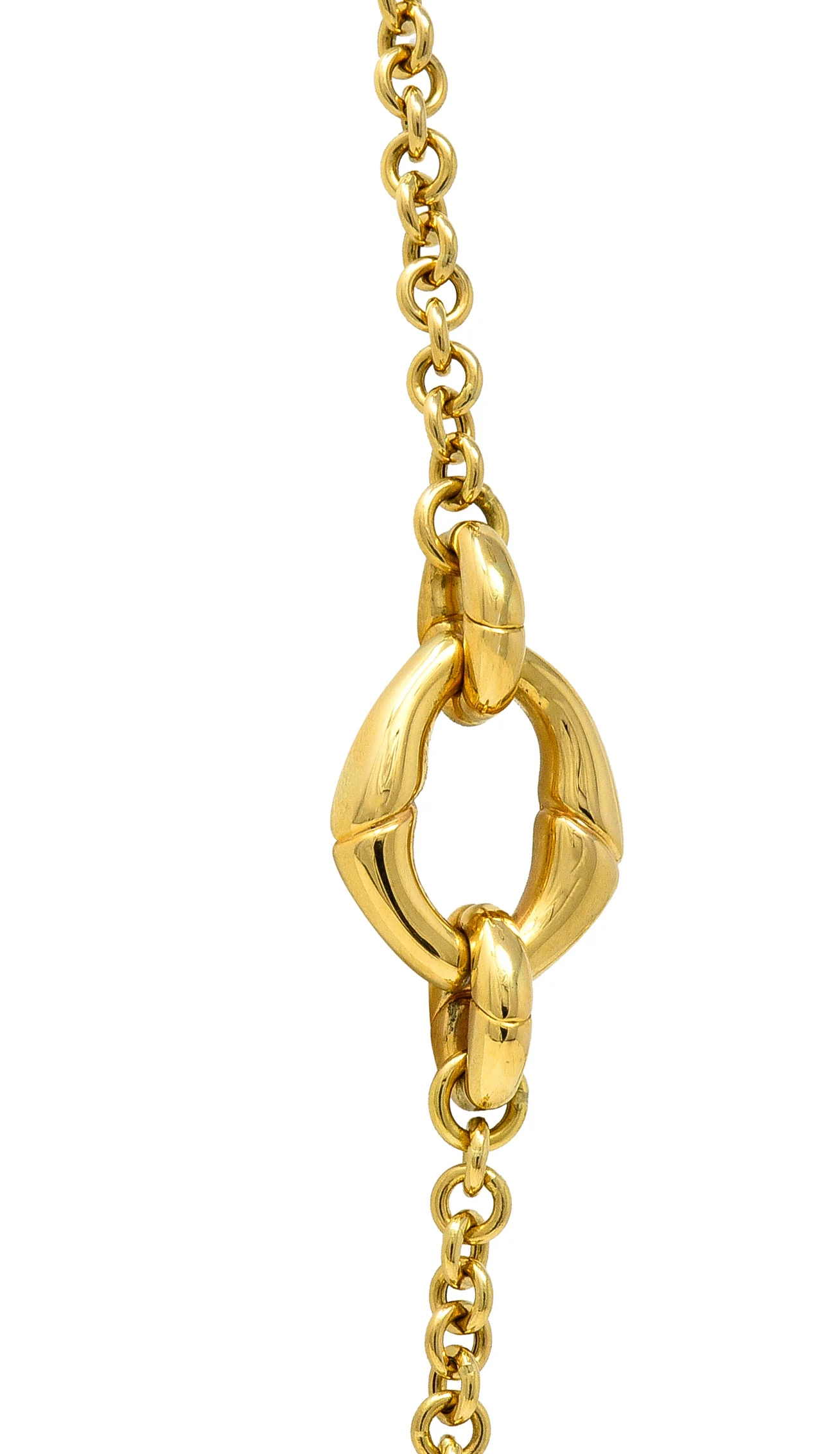 Gucci Contemporary 18 Karat Yellow Gold Bamboo Link Station Necklace - Image 9