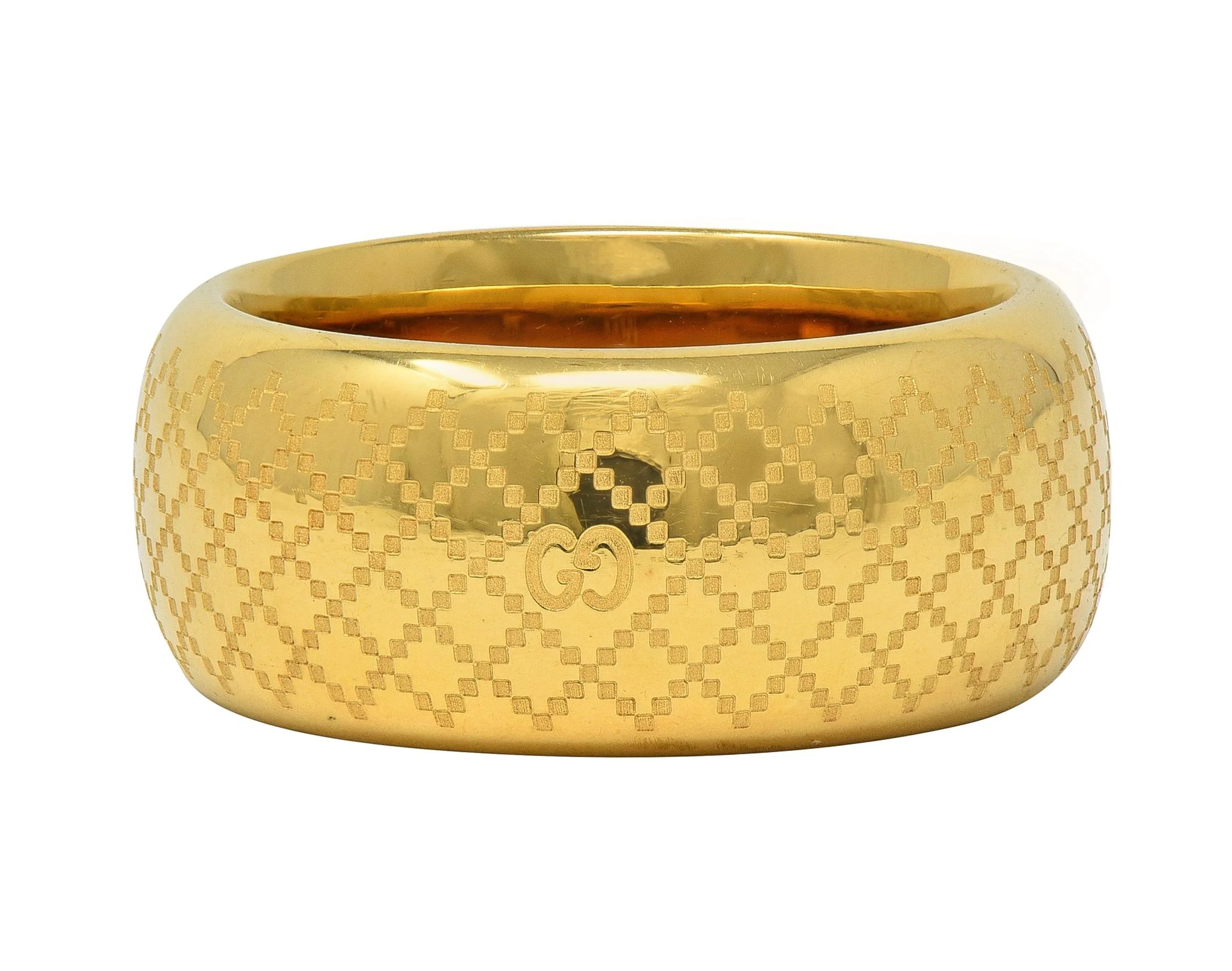 Gucci Contemporary 18 Karat Yellow Gold Diamantissima Wide Band Ring
