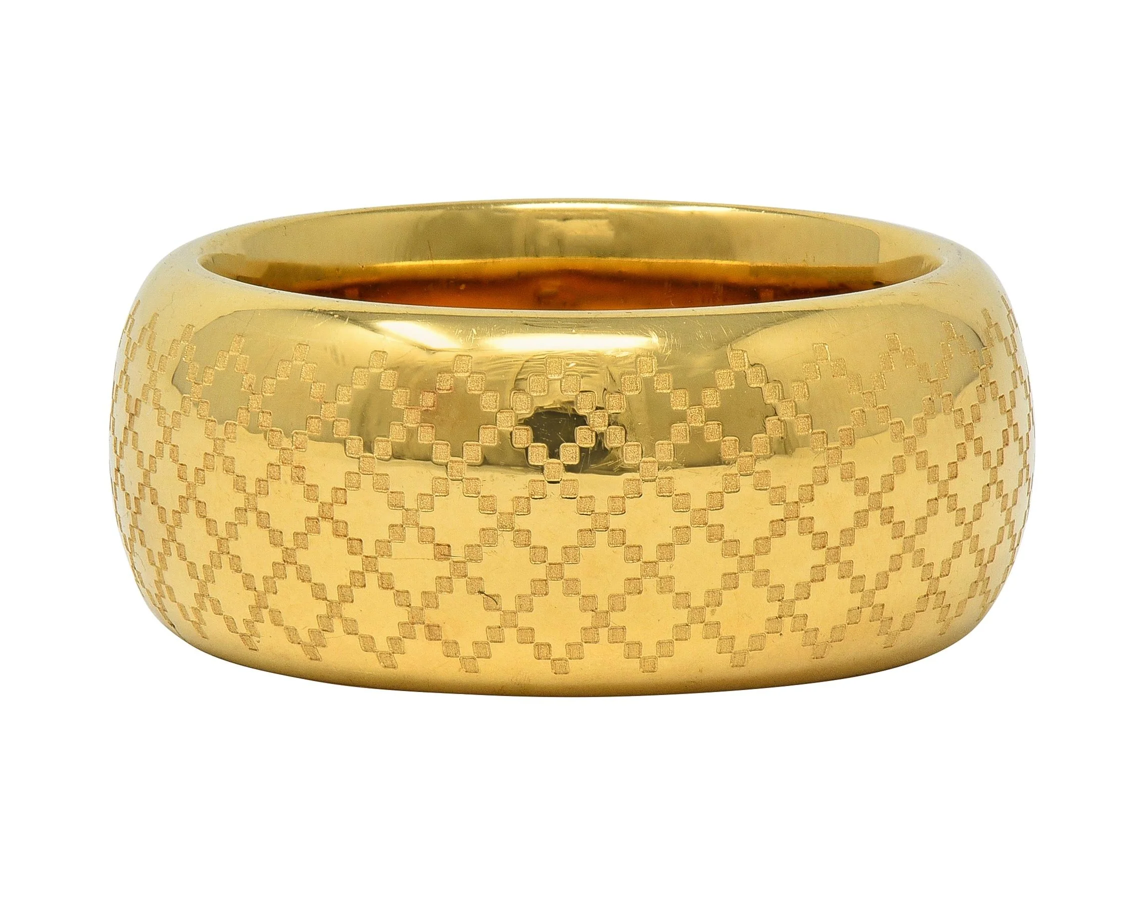 Gucci Contemporary 18 Karat Yellow Gold Diamantissima Wide Band Ring - Image 8