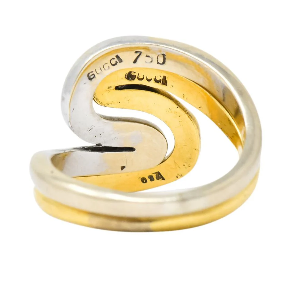 Gucci Vintage 18 Karat Two-Tone Gold Wave Stacking Rings - Image 4