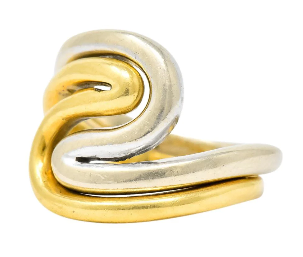 Gucci Vintage 18 Karat Two-Tone Gold Wave Stacking Rings - Image 6
