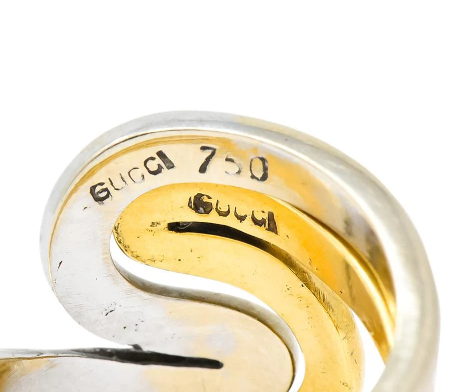 Gucci Vintage 18 Karat Two-Tone Gold Wave Stacking Rings - Image 7