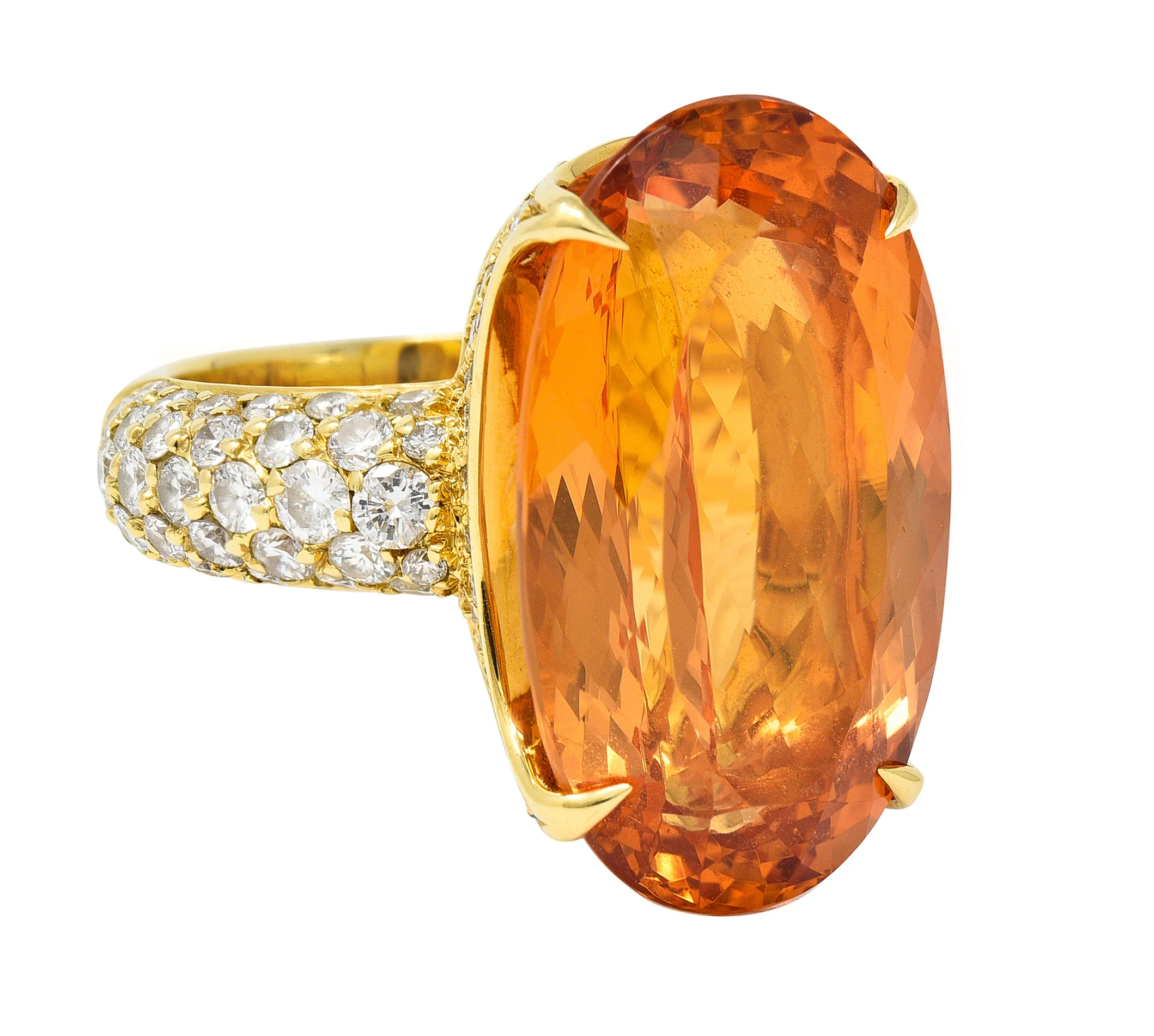H. Stern 26.03 CTW Imperial Topaz Diamond 18 Karat Yellow Gold Cocktail Ring - Image 3