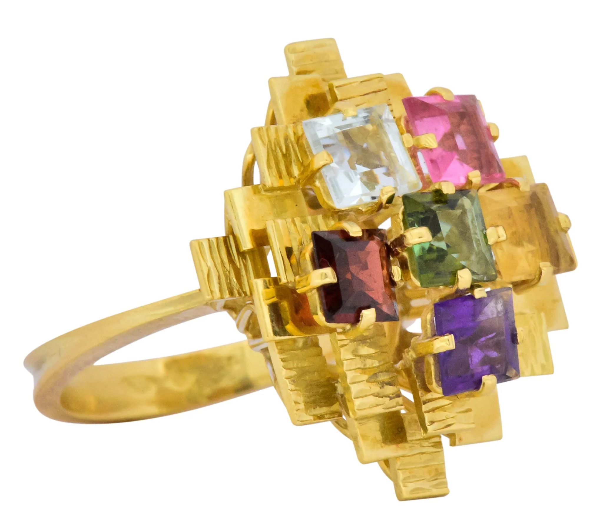 H. Stern 4.35 CTW Multi-Gem Tourmaline Amethyst Citrine Garnet 18 Karat Gold Cocktail Ring - Image 3