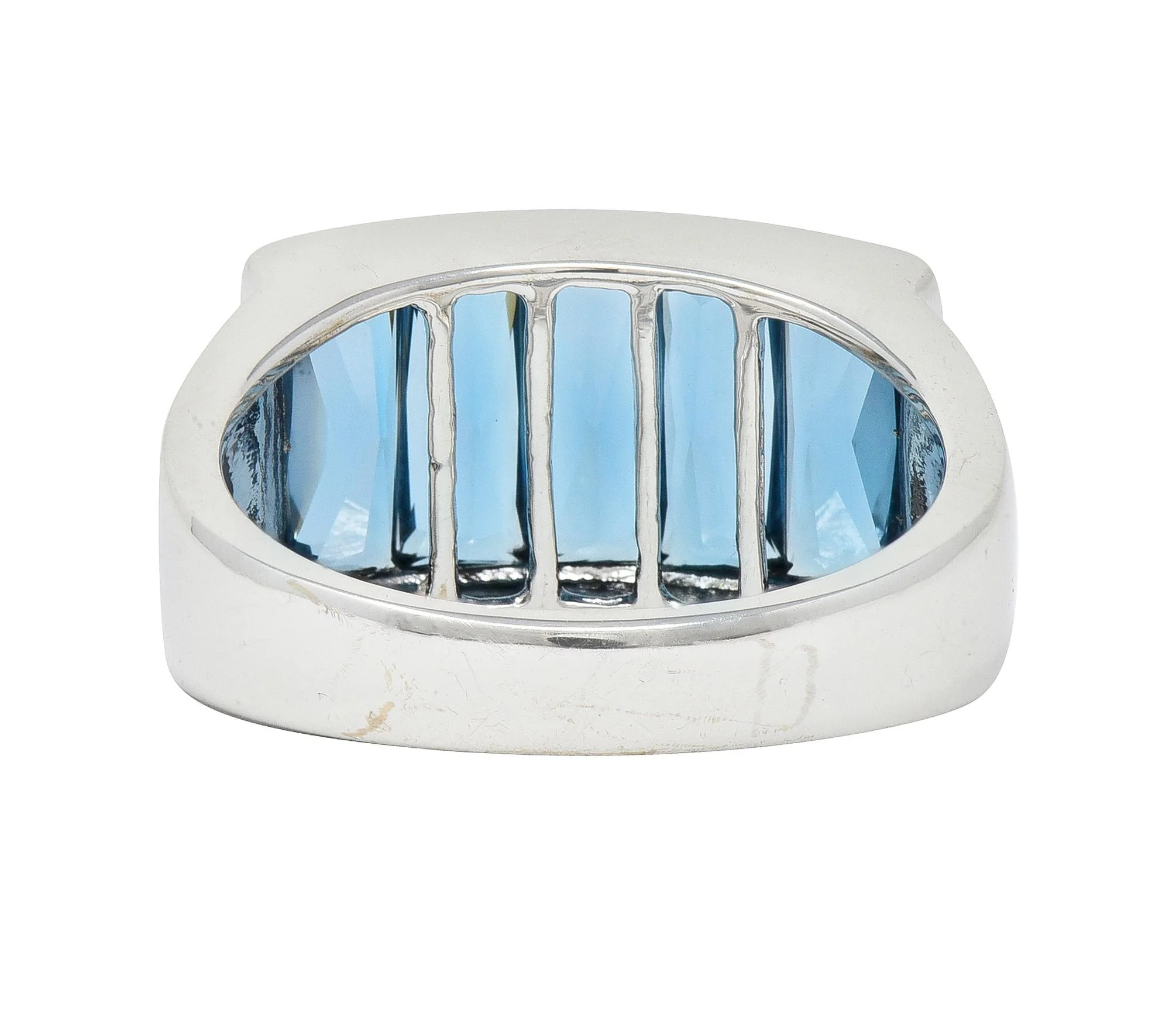 H. Stern 5.00 CTW French Cut Topaz 18 Karat White Gold Channel Band Ring - Image 4