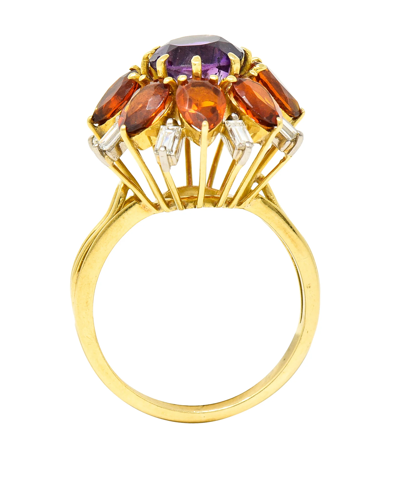 H. Stern Modernist 6.10 CTW Amethyst Citrine Diamond 18 Karat Gold Tiered Vintage Cluster Ring - Image 2