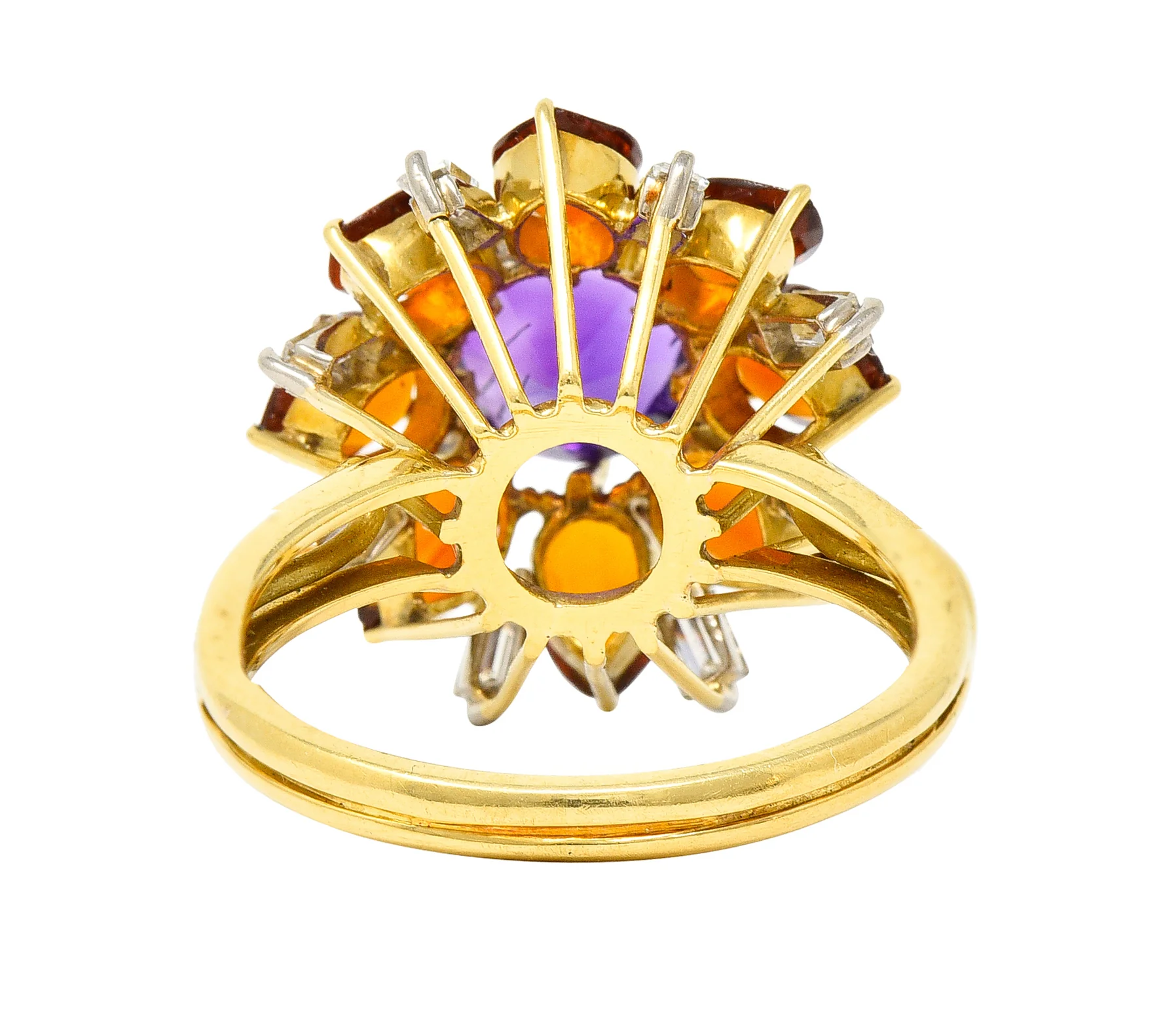 H. Stern Modernist 6.10 CTW Amethyst Citrine Diamond 18 Karat Gold Tiered Vintage Cluster Ring - Image 5