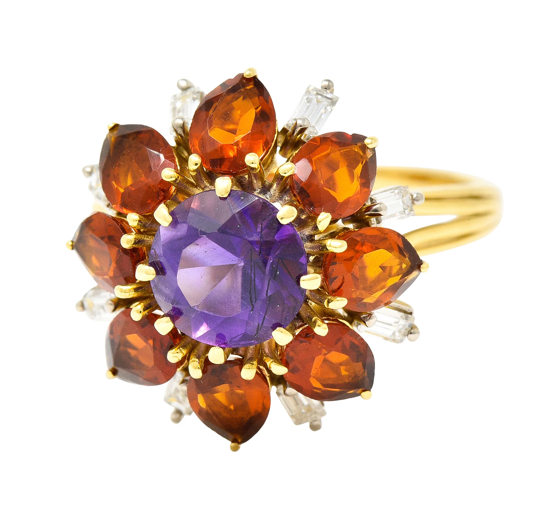 H. Stern Modernist 6.10 CTW Amethyst Citrine Diamond 18 Karat Gold Tiered Vintage Cluster Ring - Image 7