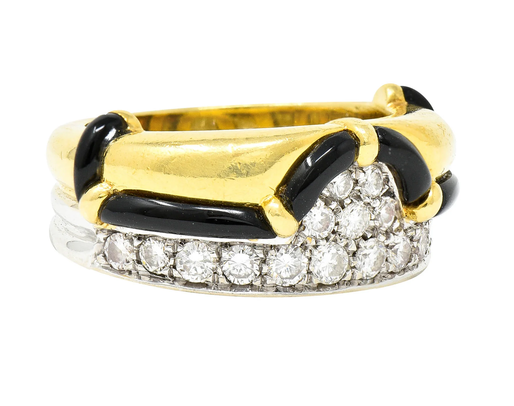 H. Stern Onyx 0.75 CTW Diamond 18 Karat Two-Tone Band Ring - Image 2