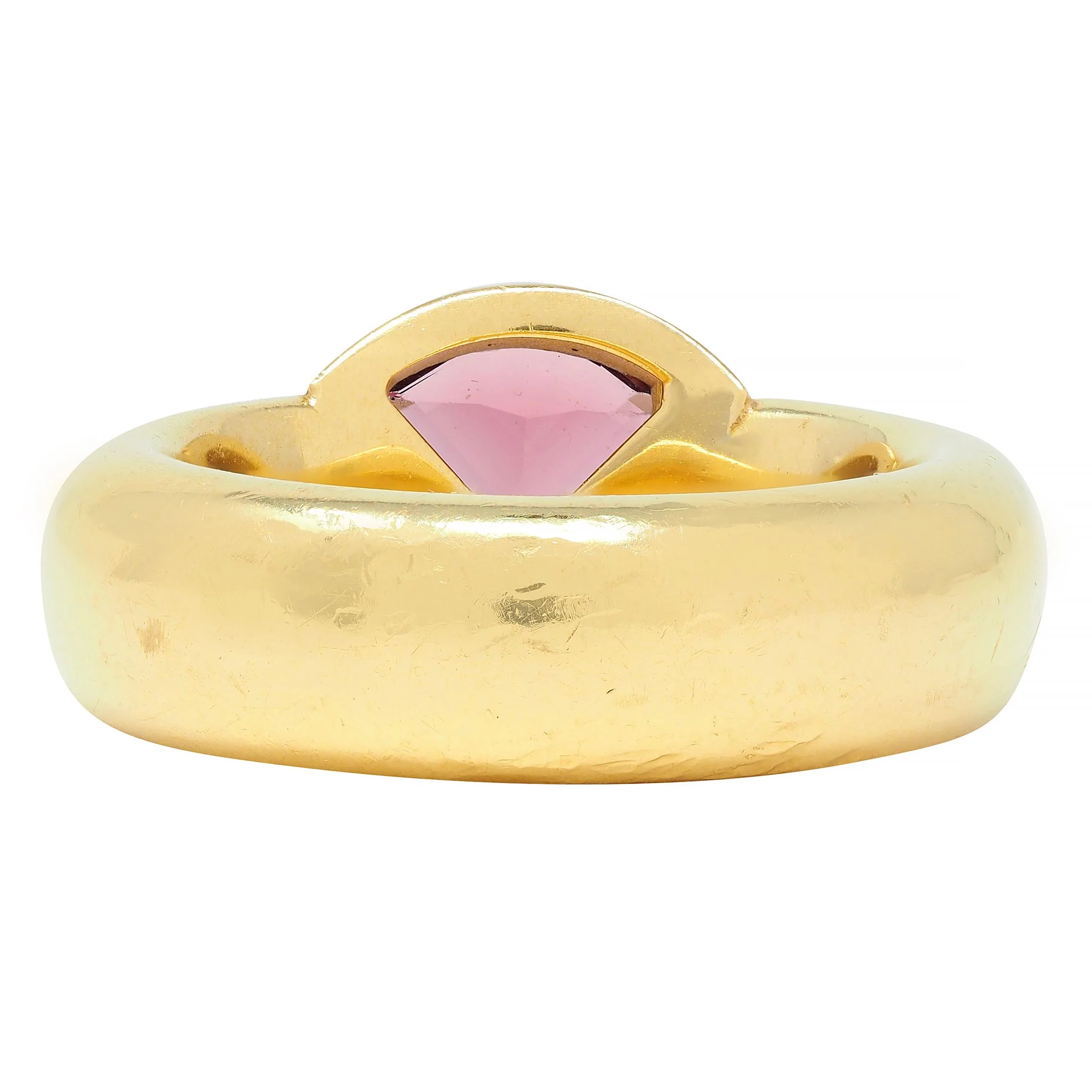 H. Stern Triangular Pink Topaz Diamond 18 Karat Yellow Gold Ring - Image 5