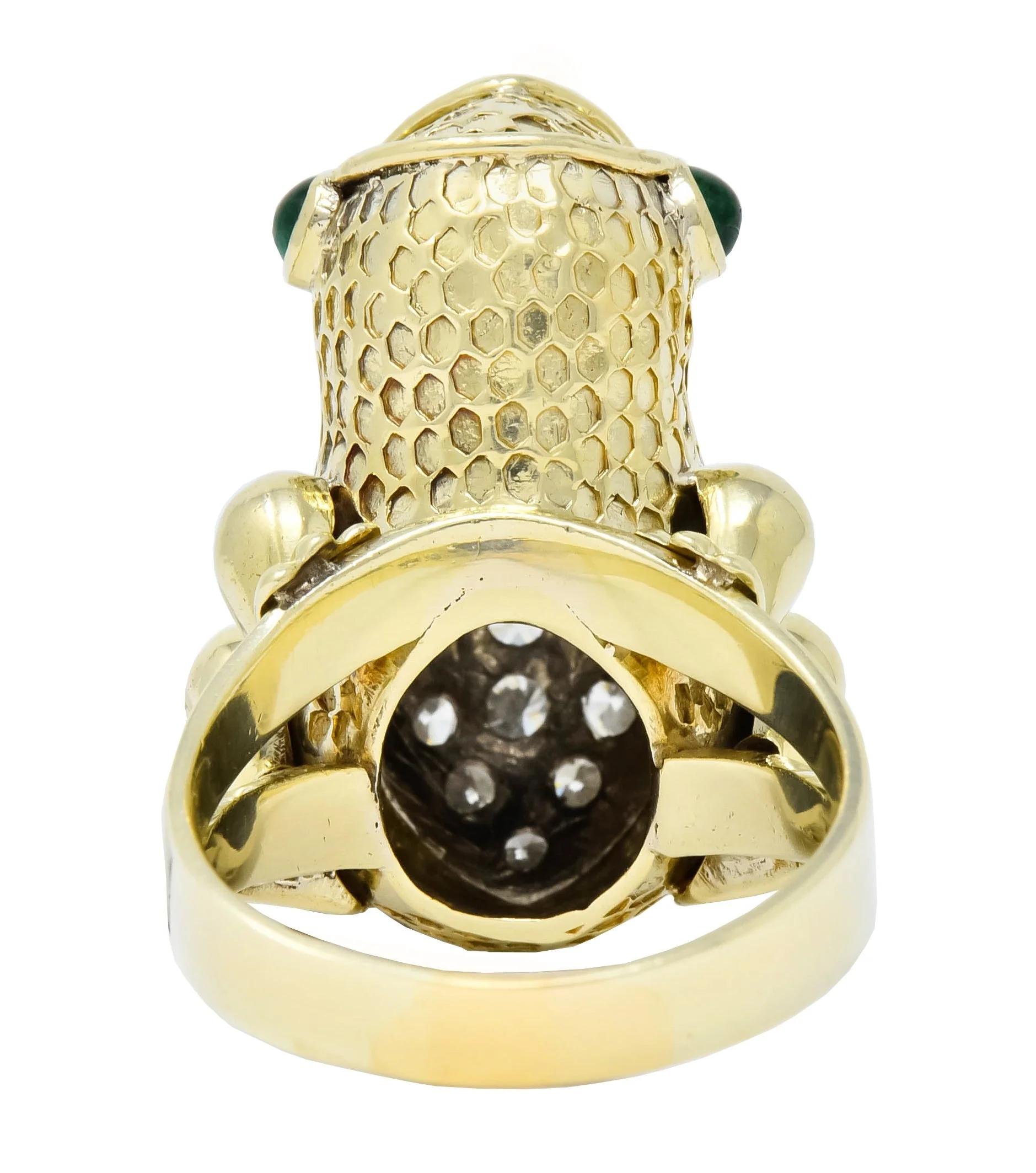 Hammerman Brothers 1970’s 2.75 CTW Diamond Emerald 14 Karat Gold Frog Ring - Image 5