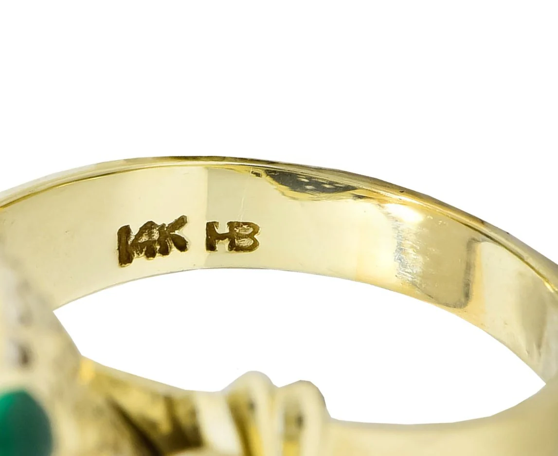 Hammerman Brothers 1970’s 2.75 CTW Diamond Emerald 14 Karat Gold Frog Ring - Image 6