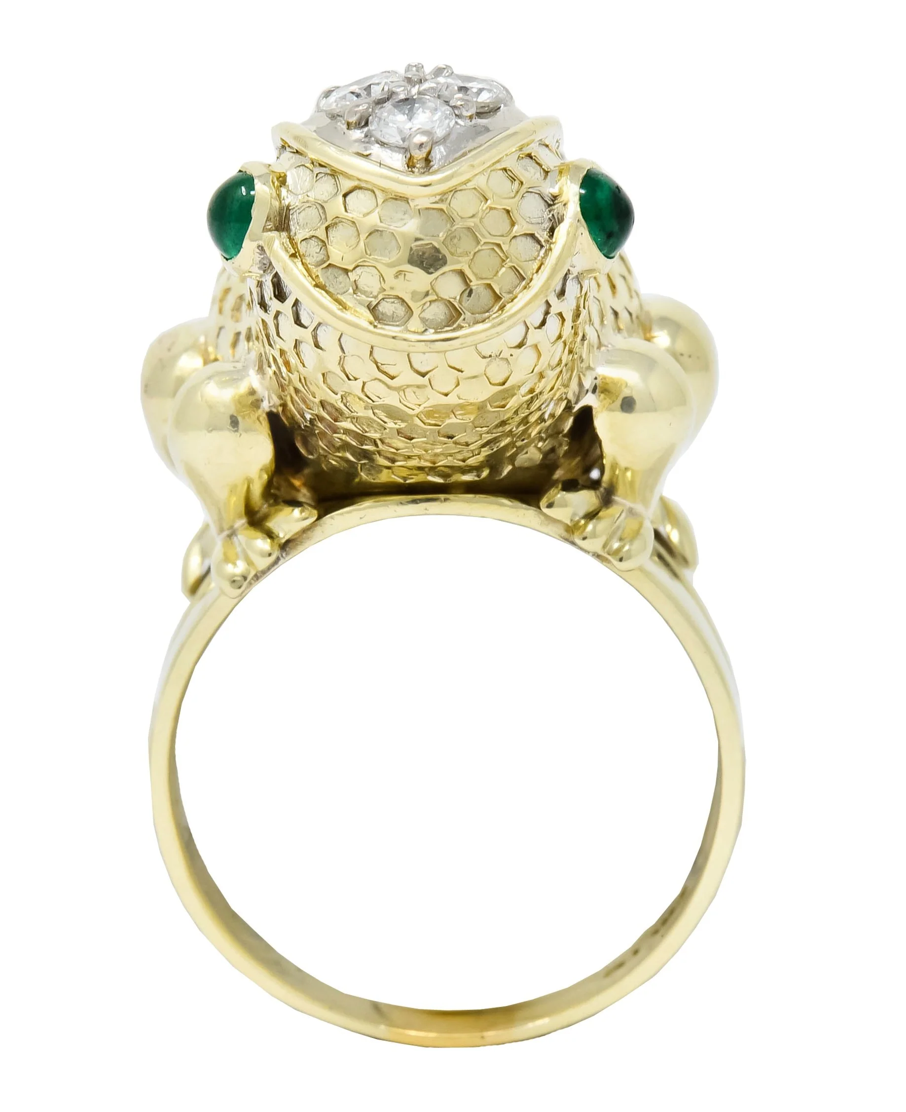 Hammerman Brothers 1970’s 2.75 CTW Diamond Emerald 14 Karat Gold Frog Ring - Image 8
