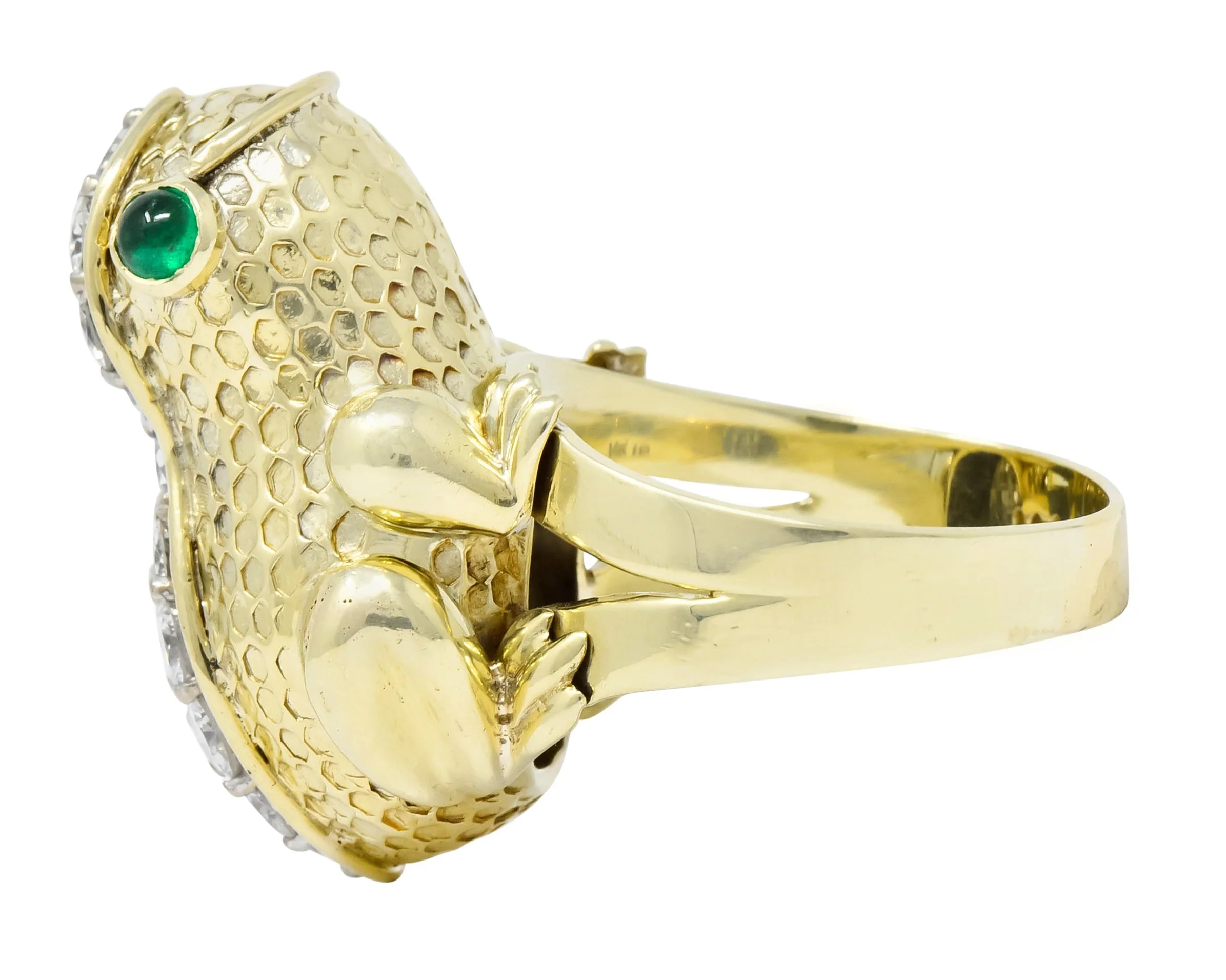 Hammerman Brothers 1970’s 2.75 CTW Diamond Emerald 14 Karat Gold Frog Ring - Image 9