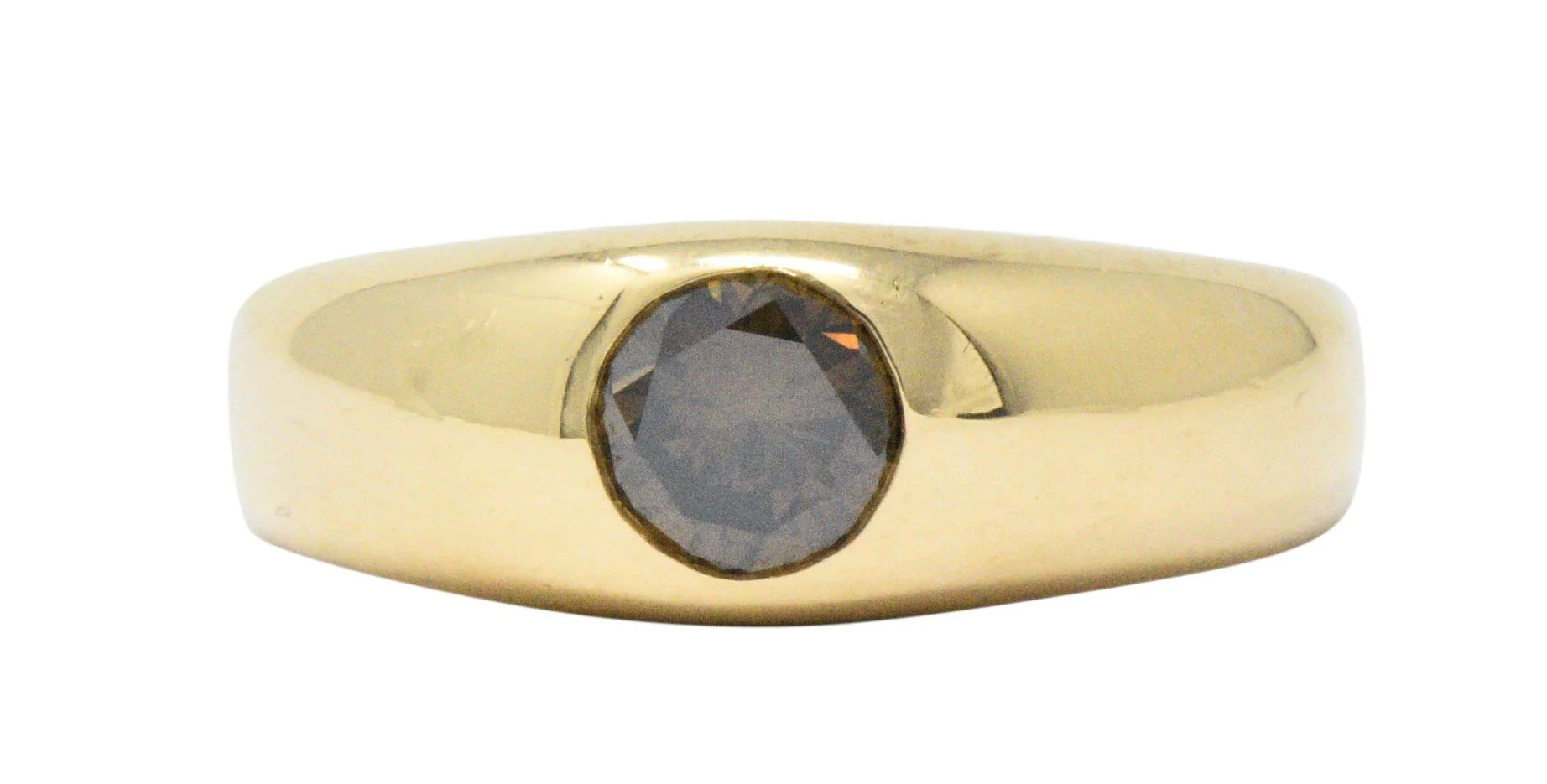 Handsome .65 CTS Brown Diamond & 18K Gold Unisex Ring - Image 3