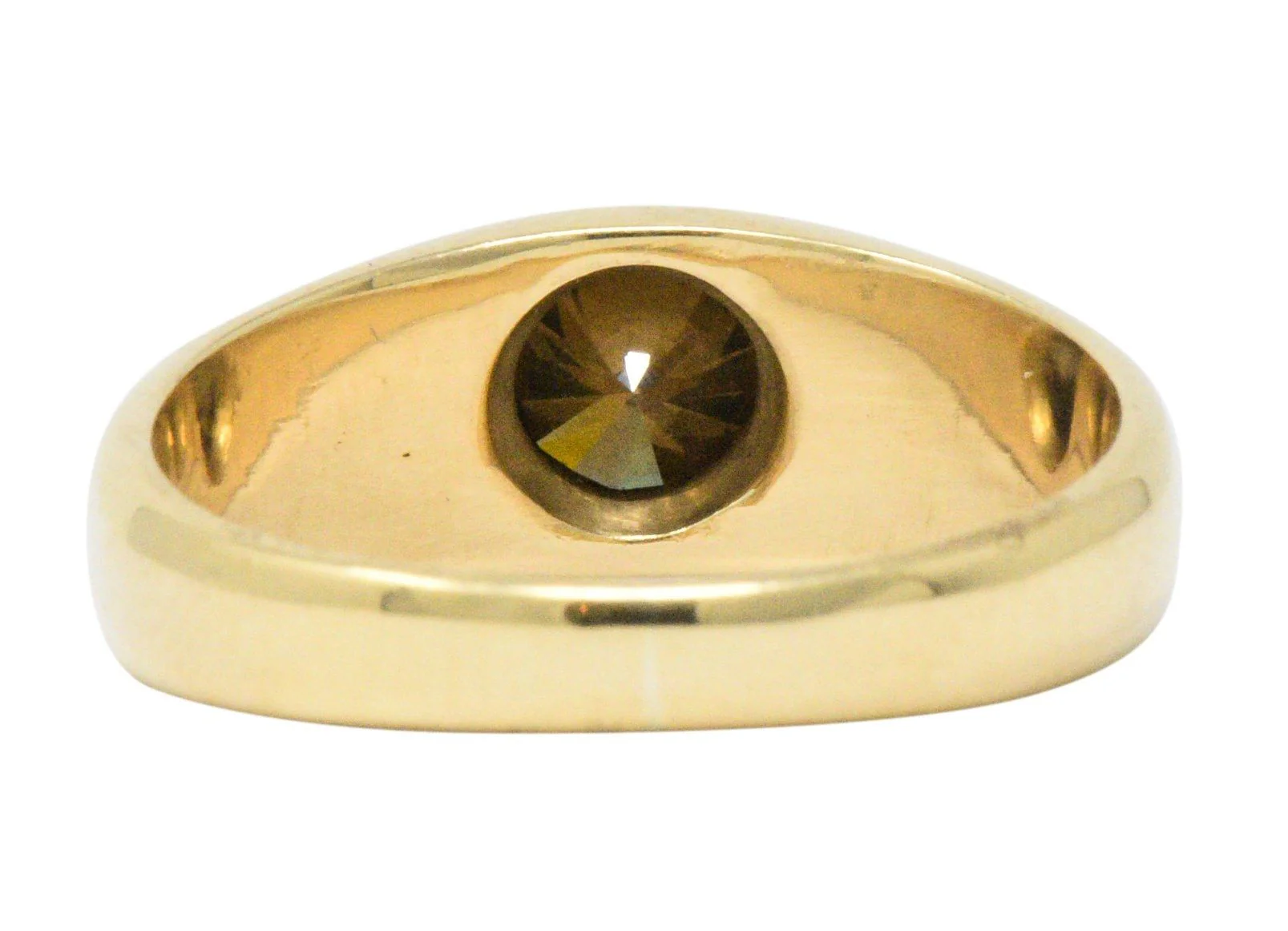 Handsome .65 CTS Brown Diamond & 18K Gold Unisex Ring - Image 5