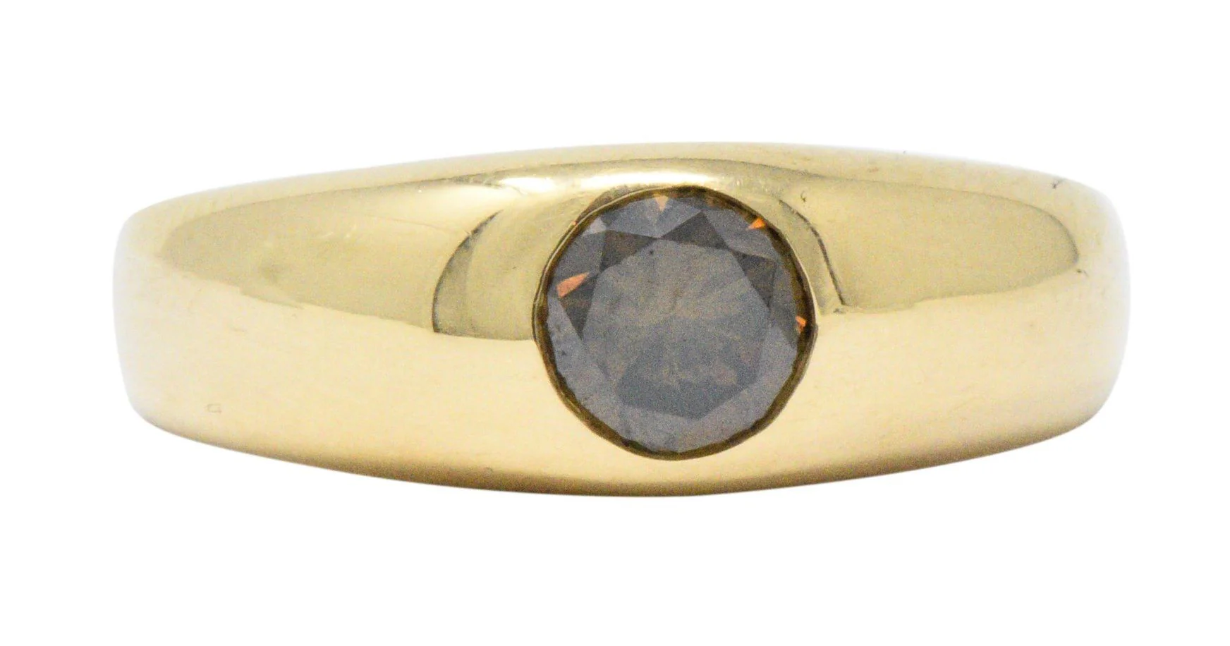 Handsome .65 CTS Brown Diamond & 18K Gold Unisex Ring - Image 6