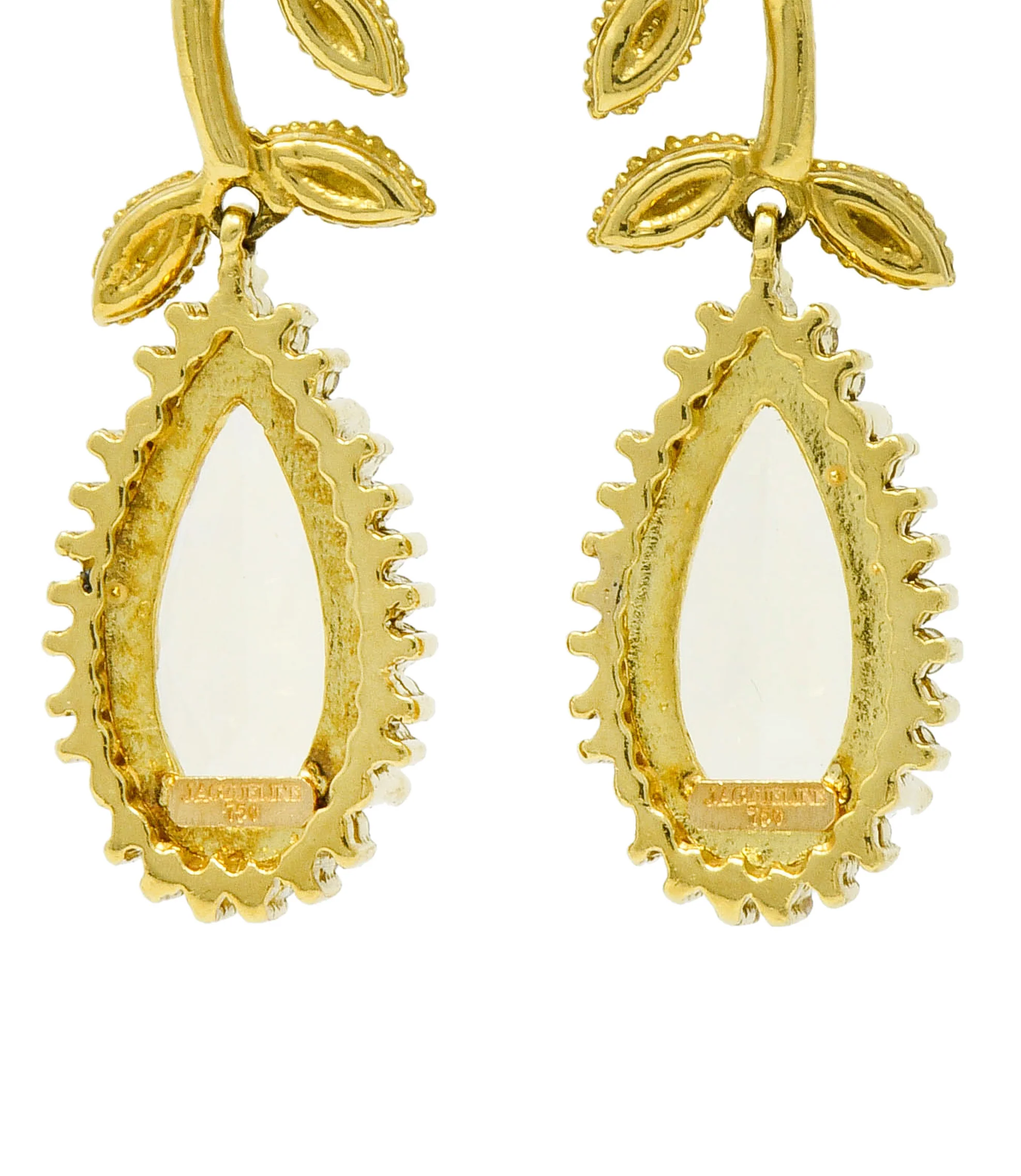 Heliodor Golden Beryl Diamond 18 Karat Gold Foliate Drop Earrings - Image 4