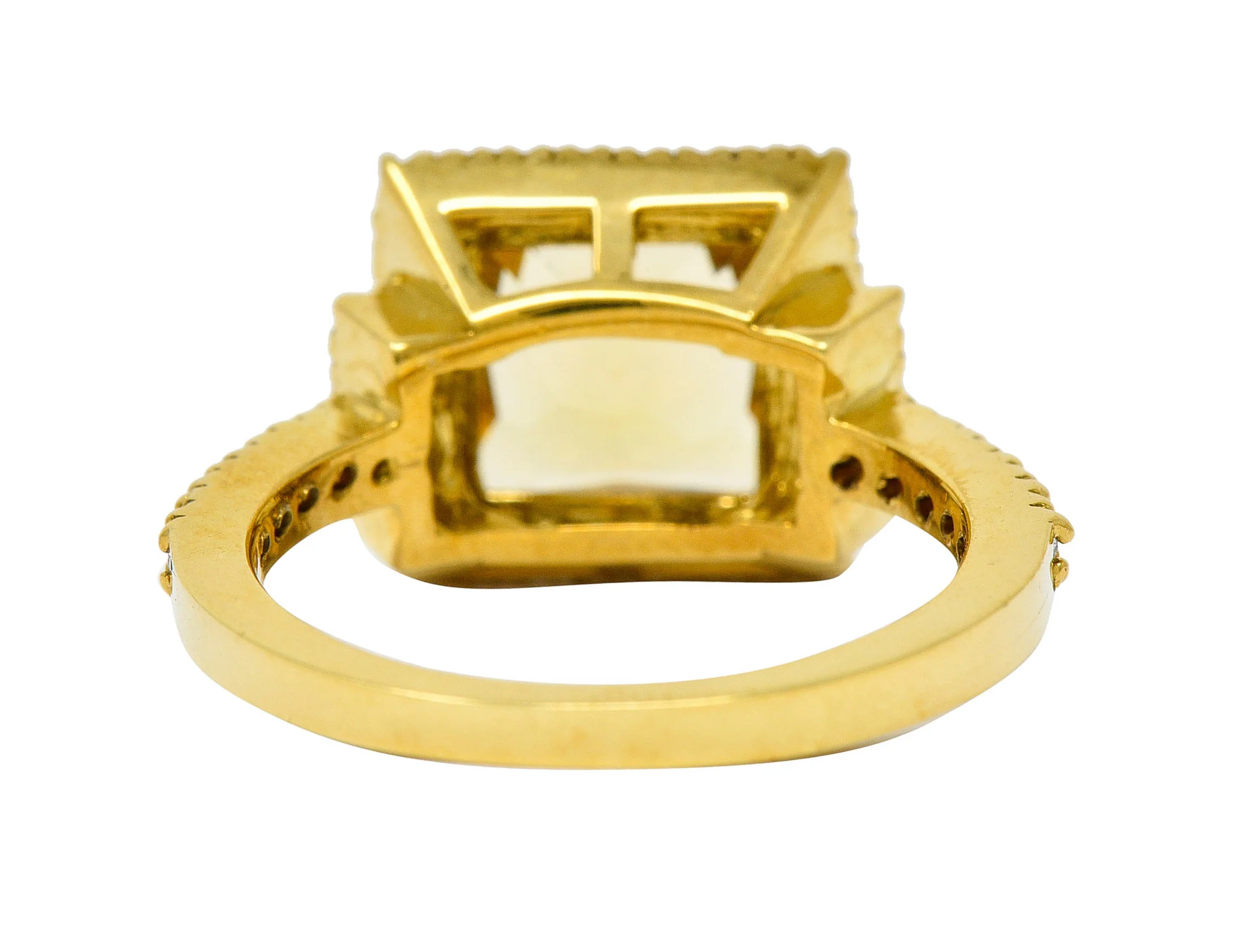 Heliodor Golden Beryl Diamond Halo 18 Karat Gold Gemstone Ring - Image 4