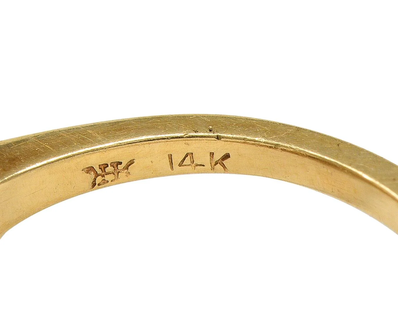 Helm & Hahn Co. Art Deco Opal Diamond 14 Karat Two-Tone Gold Three Stone Vintage Ring - Image 6
