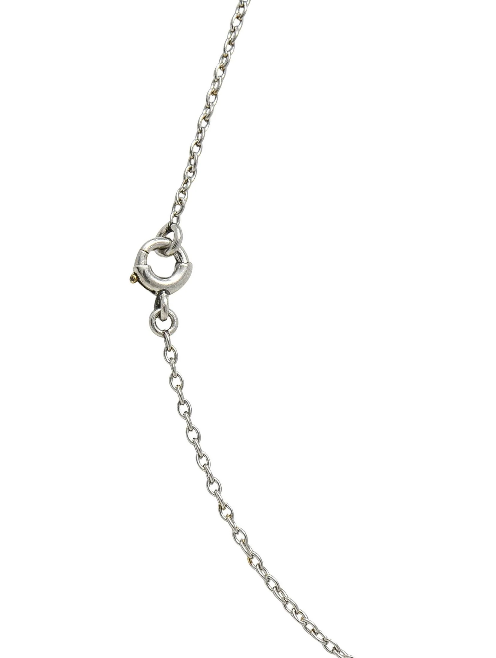 Henry Blank & Co Edwardian Diamond Enamel Platinum 14K Gold Antique Heart Locket Pendant Necklace - Image 9