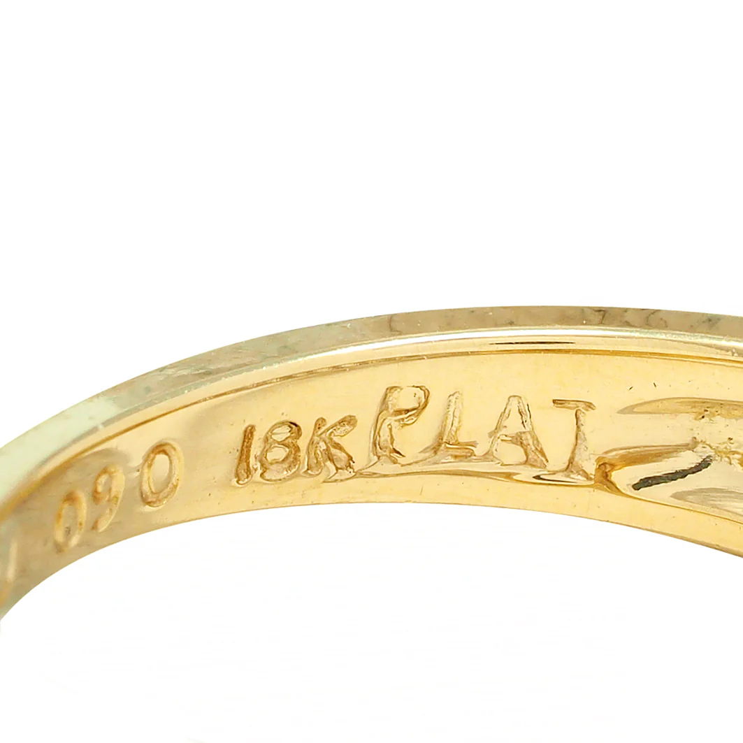 Henry Carré 0.90 CTW Diamond Platinum 18 Karat Yellow Gold Vintage Band Ring - Image 10