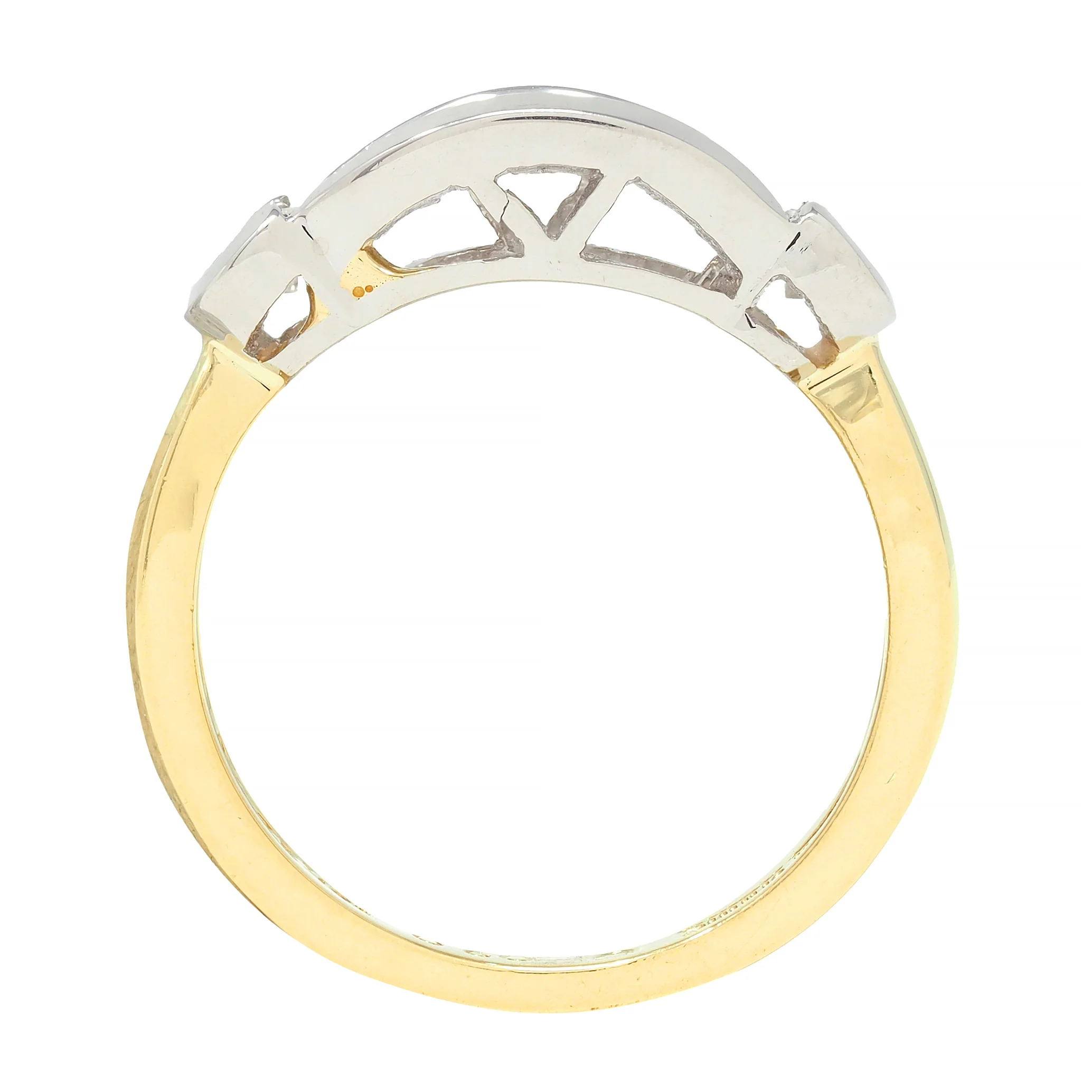Henry Carré 0.90 CTW Diamond Platinum 18 Karat Yellow Gold Vintage Band Ring - Image 12