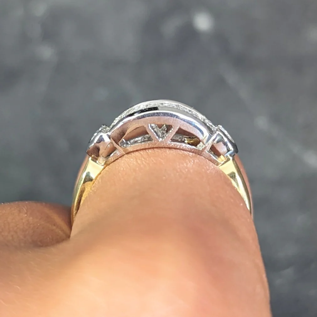 Henry Carré 0.90 CTW Diamond Platinum 18 Karat Yellow Gold Vintage Band Ring - Image 15