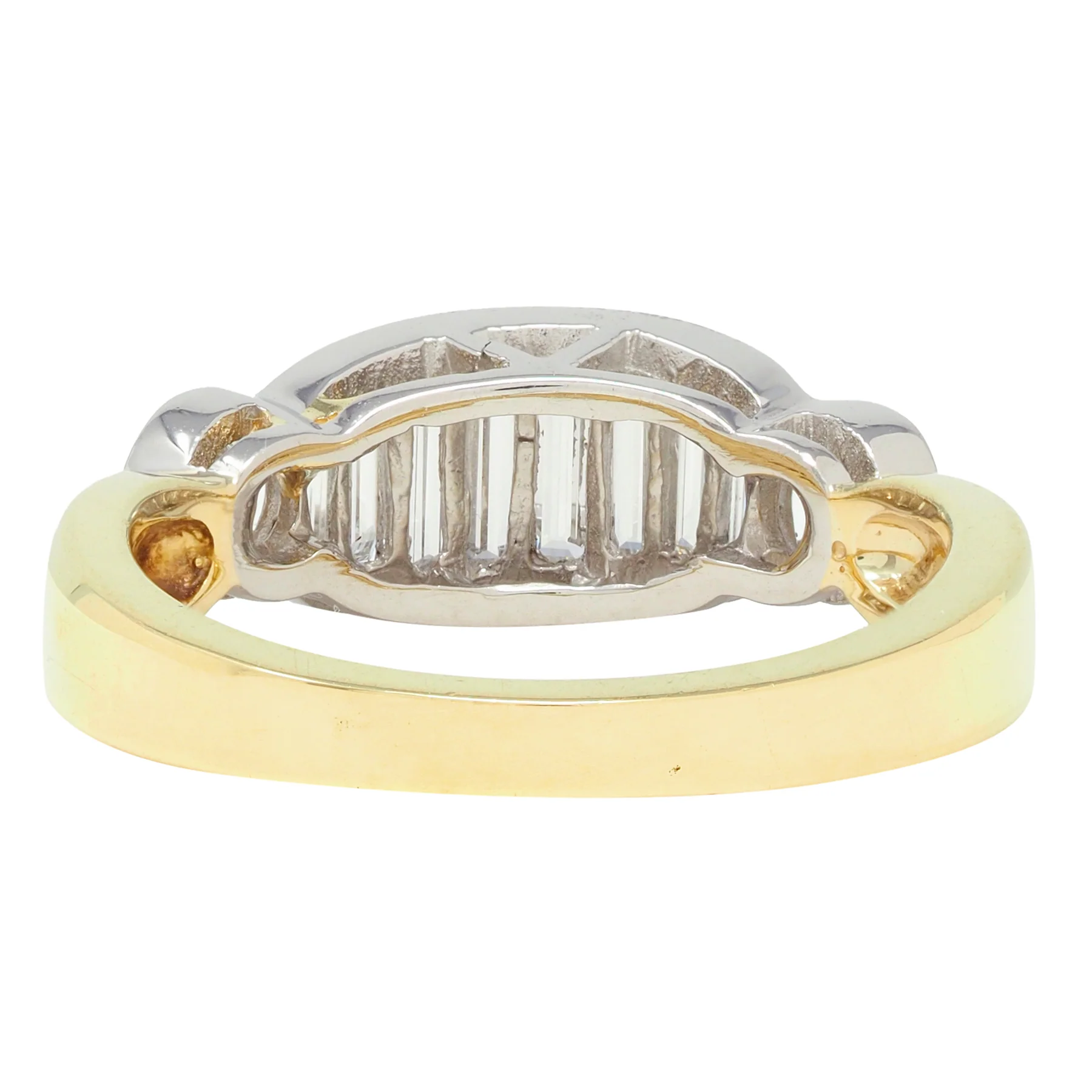 Henry Carré 0.90 CTW Diamond Platinum 18 Karat Yellow Gold Vintage Band Ring - Image 5