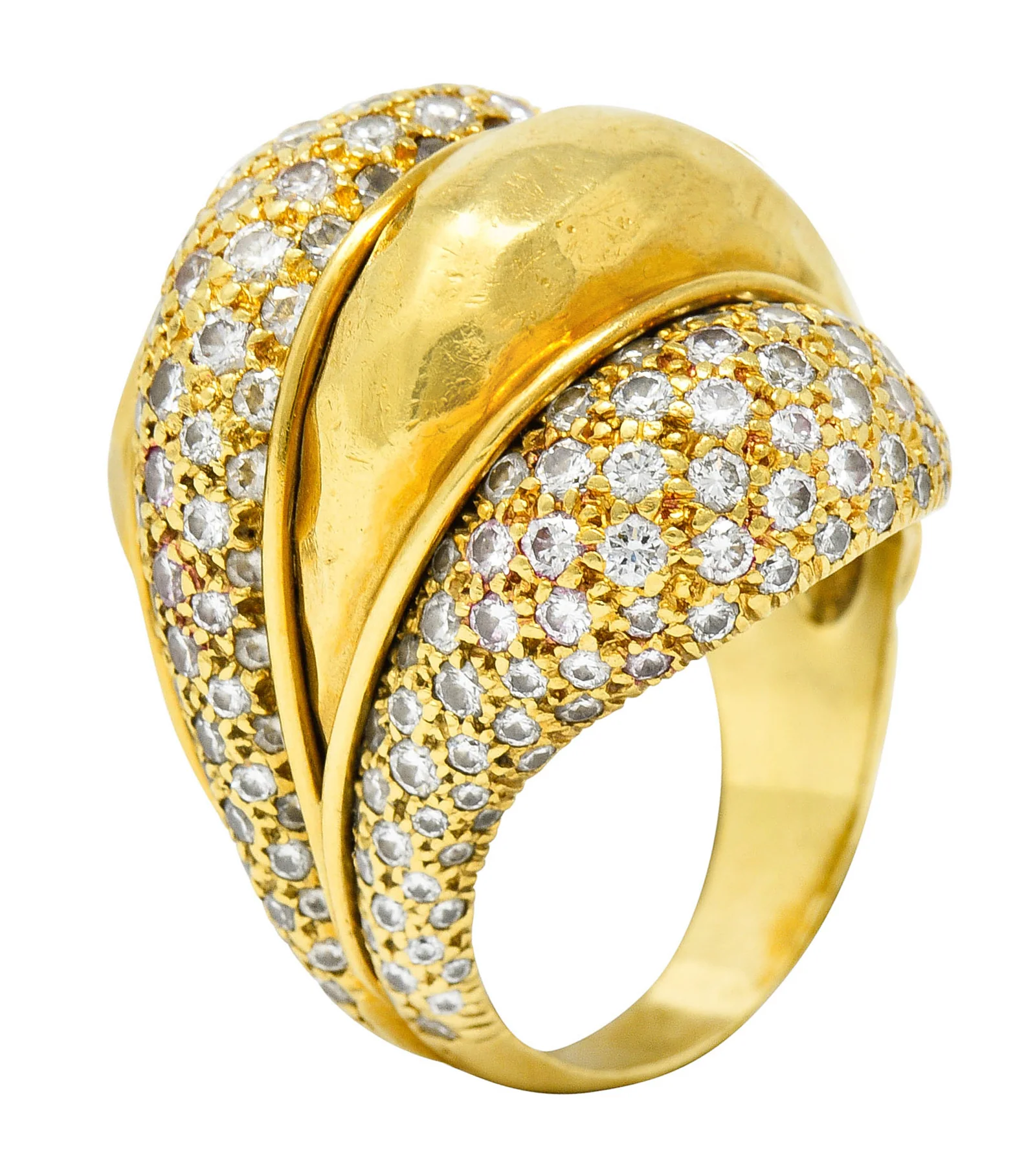 Henry Dunay 3.50 CTW Pave Diamond 18 Karat Gold Cynnabar Statement Ring - Image 11