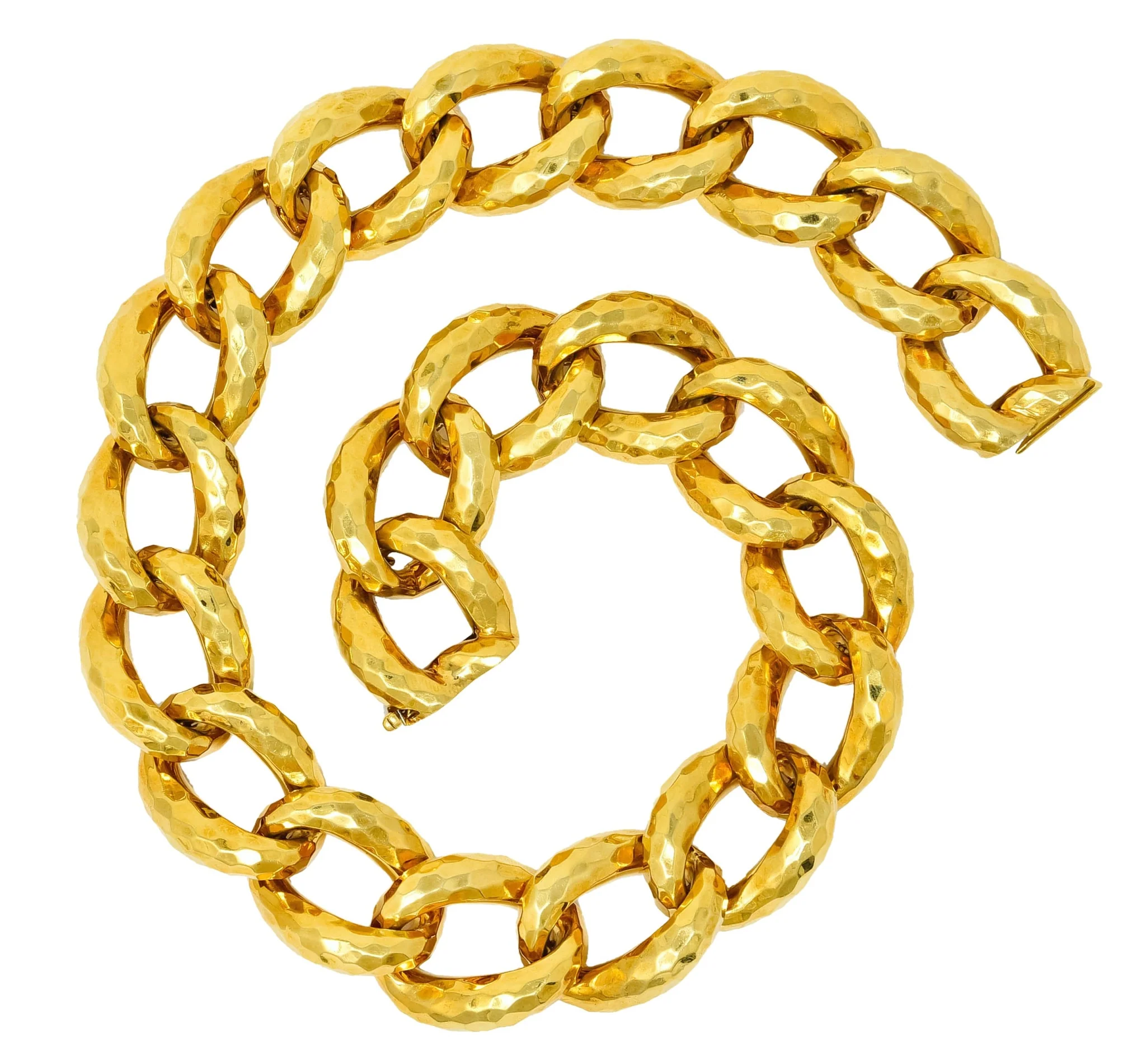 Henry Dunay Vintage 18 Karat Gold Faceted Curb Link Necklace Circa 1980 - Image 2