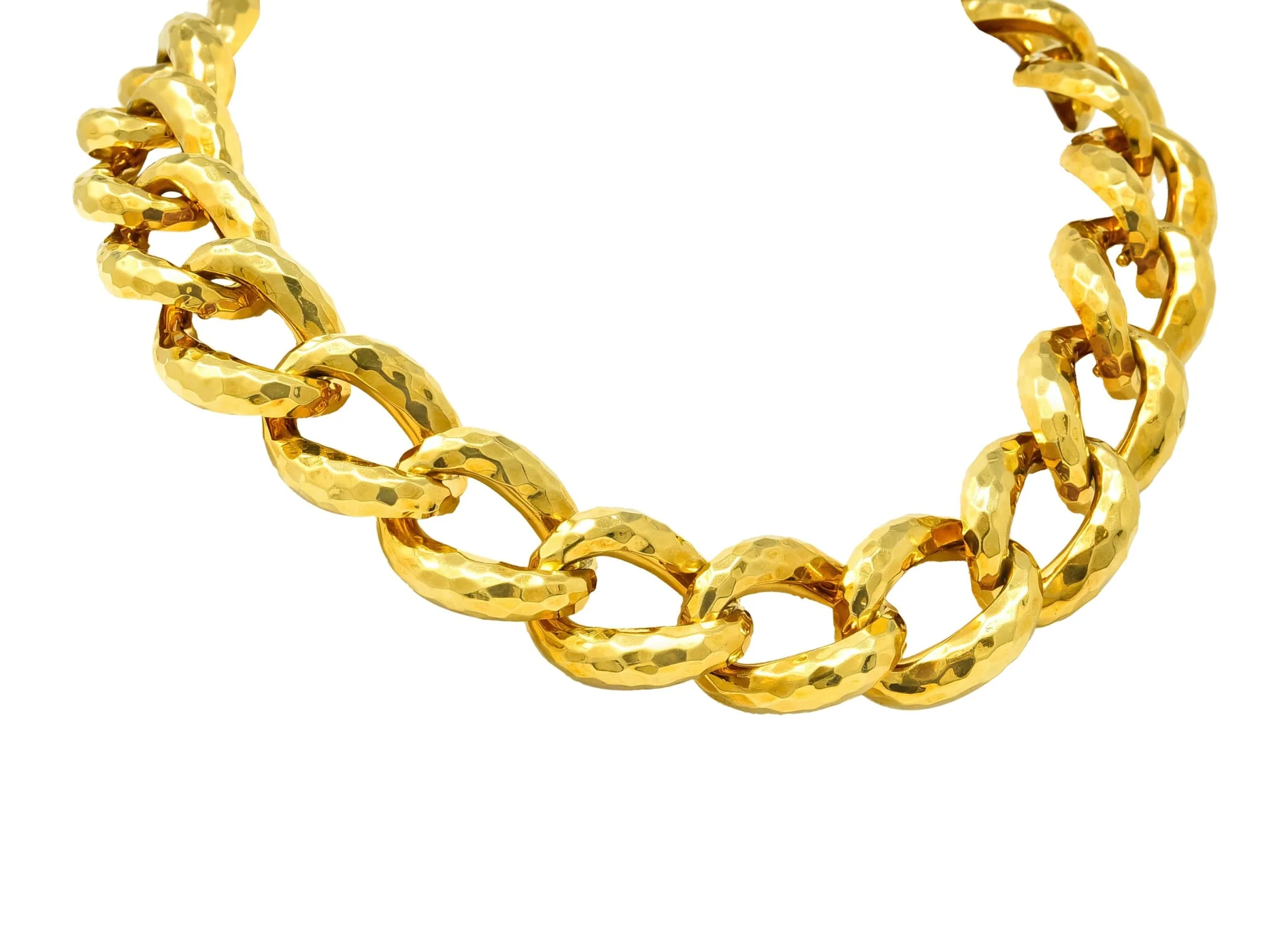 Henry Dunay Vintage 18 Karat Gold Faceted Curb Link Necklace Circa 1980 - Image 3