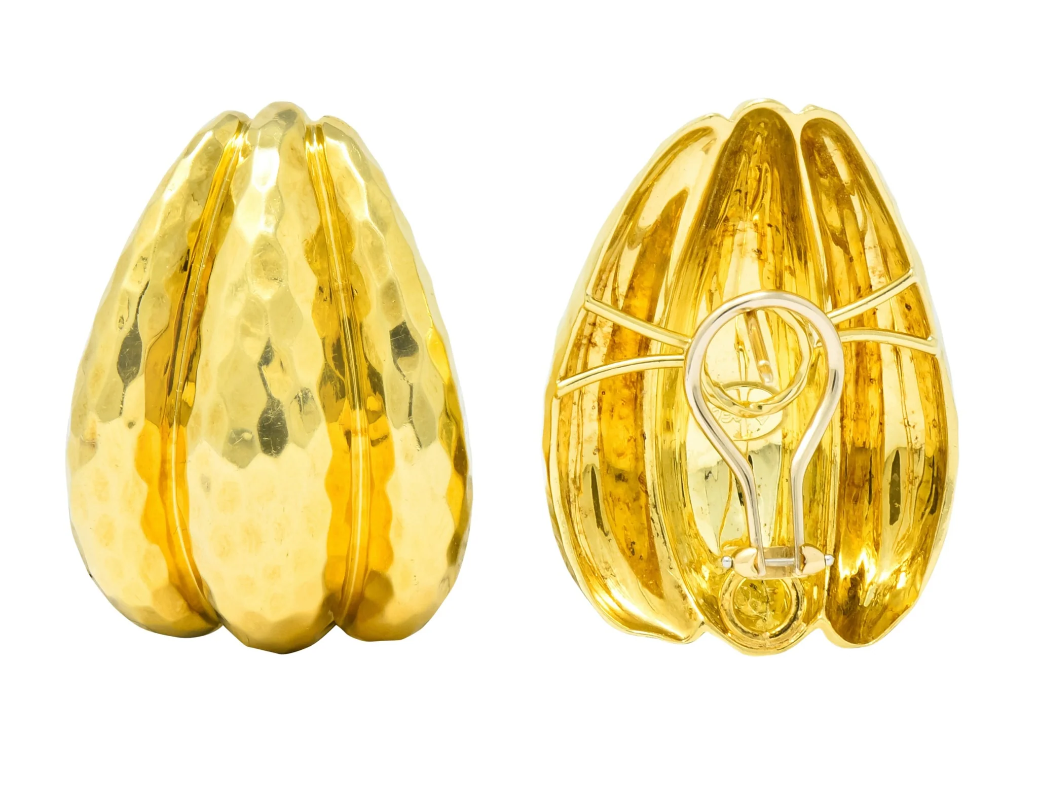 Henry Dunay Vintage 18 Karat Gold Hammered Statement Earrings Circa 1980 - Image 7