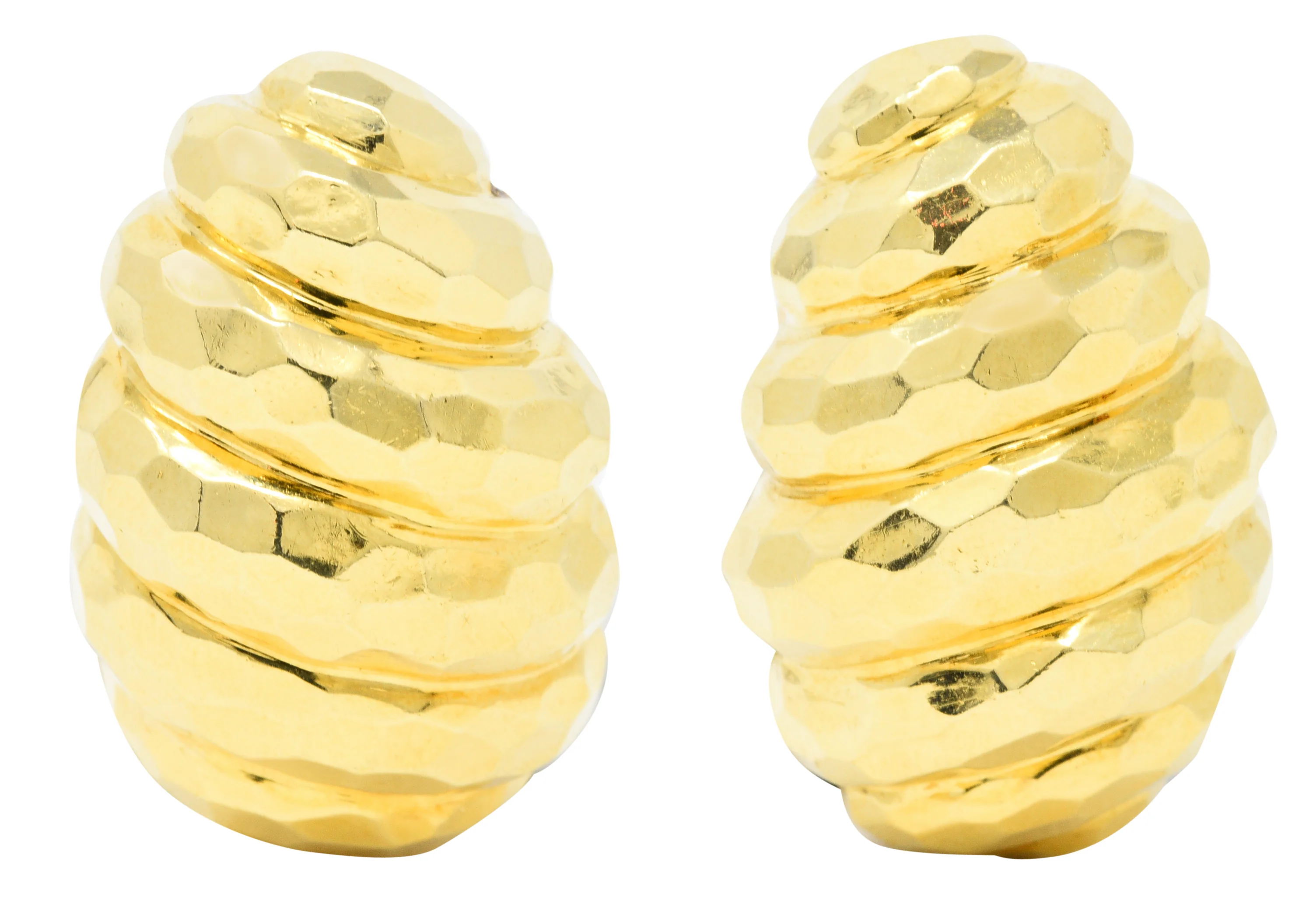 Henry Dunay Vintage 18 Karat Yellow Gold Cynnabar Ear-Clip Earrings