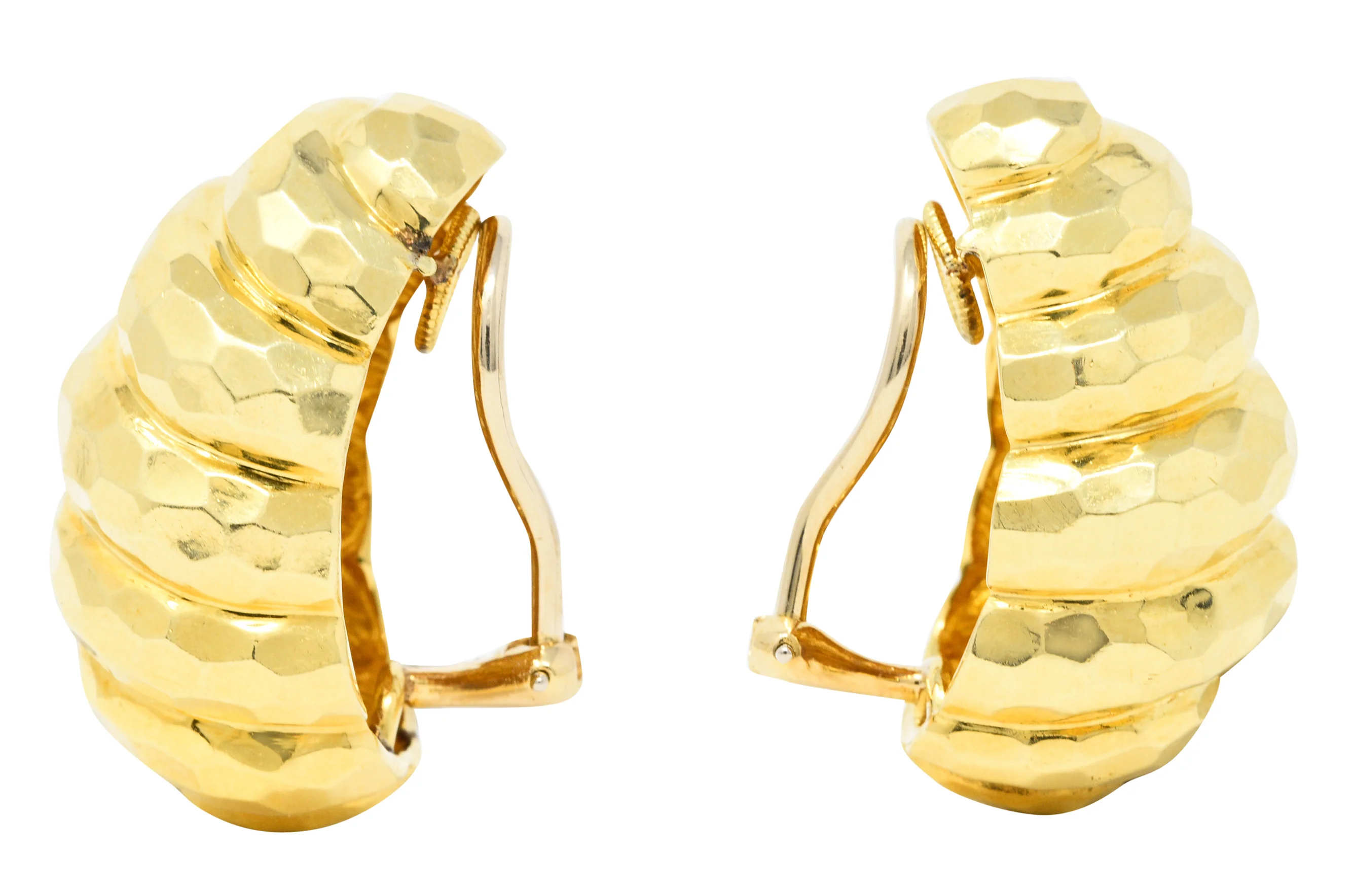 Henry Dunay Vintage 18 Karat Yellow Gold Cynnabar Ear-Clip Earrings - Image 2