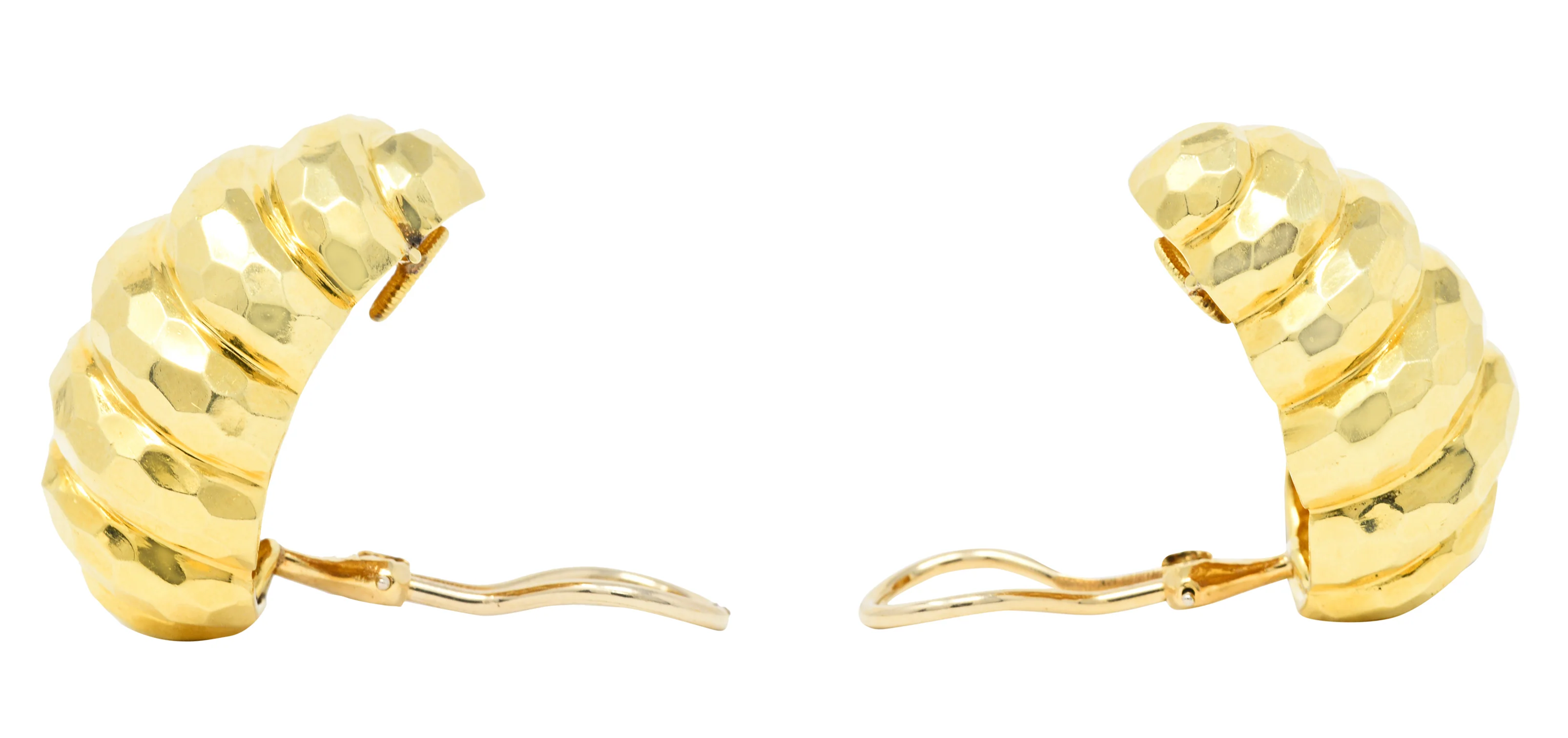 Henry Dunay Vintage 18 Karat Yellow Gold Cynnabar Ear-Clip Earrings - Image 3