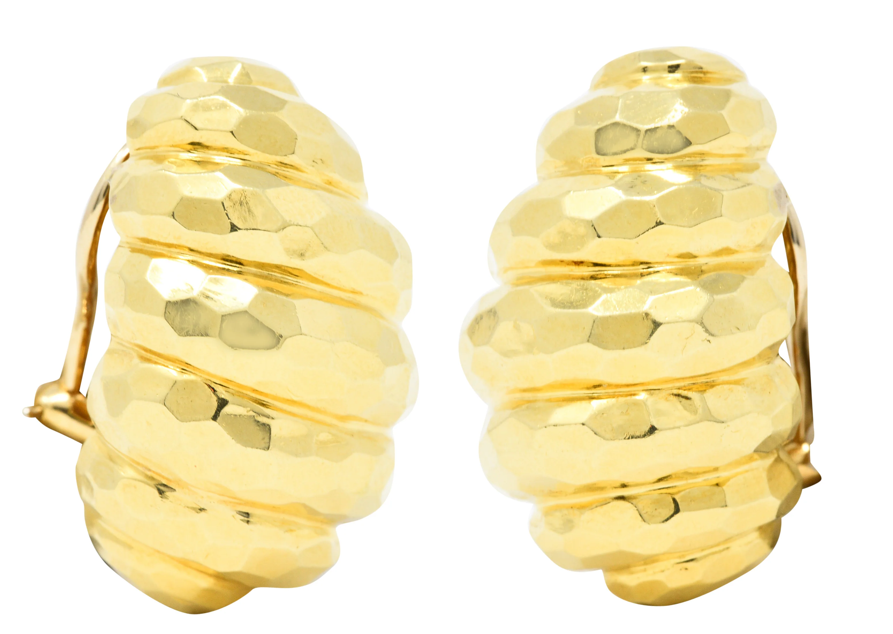 Henry Dunay Vintage 18 Karat Yellow Gold Cynnabar Ear-Clip Earrings - Image 6