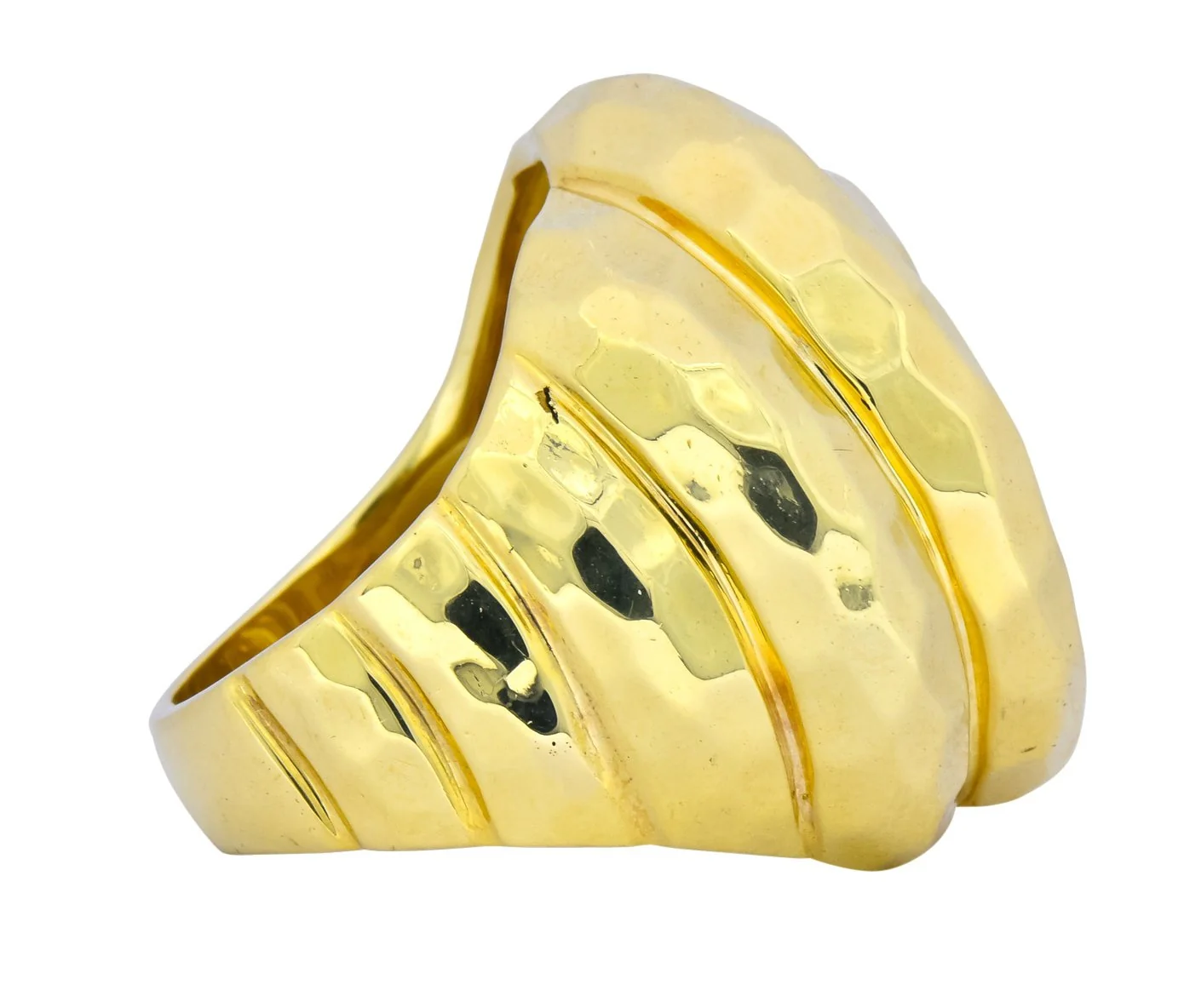 Henry Dunay Vintage 18 Karat Yellow Gold Hammered Swirl Ring - Image 3