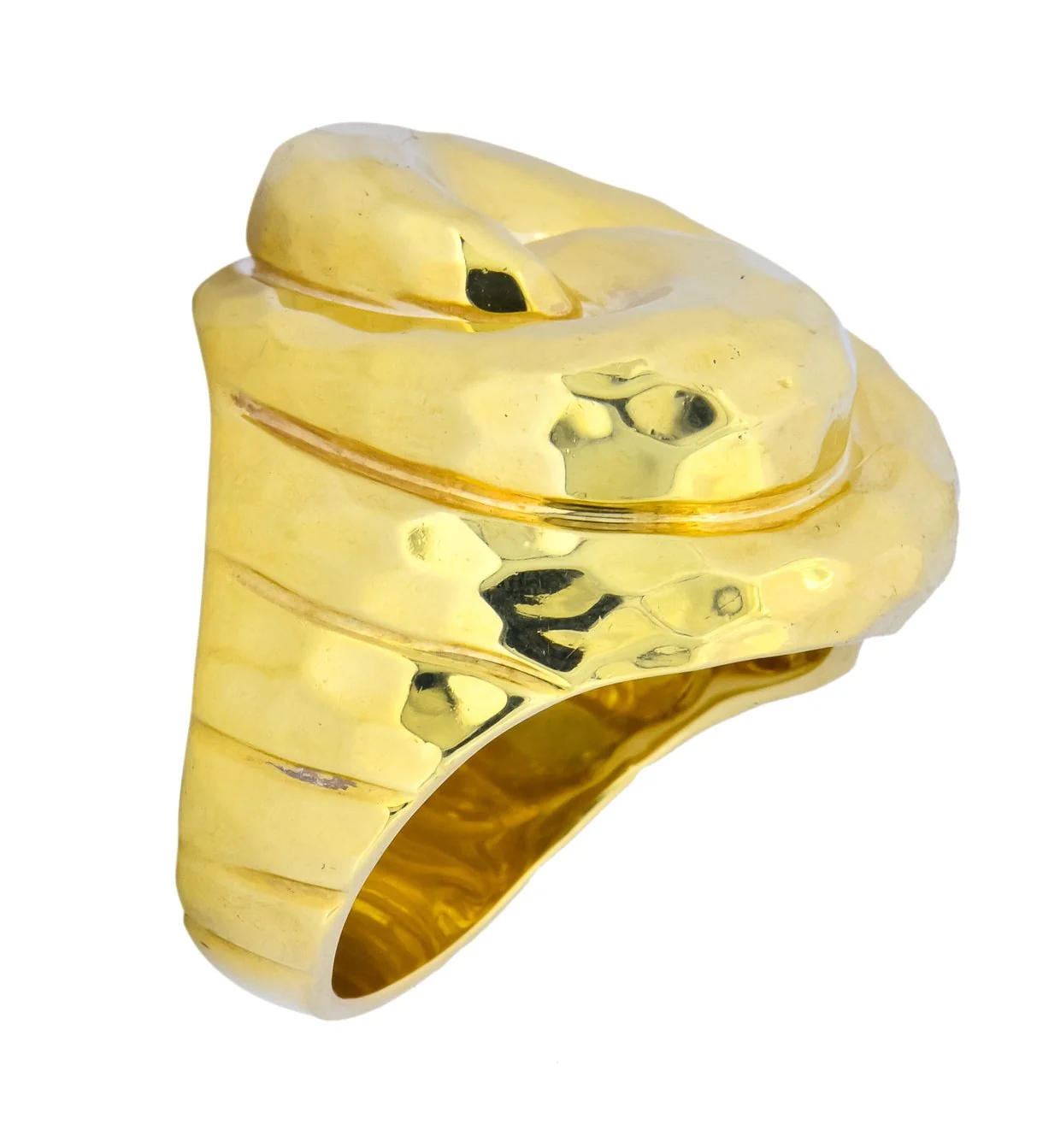 Henry Dunay Vintage 18 Karat Yellow Gold Hammered Swirl Ring - Image 5