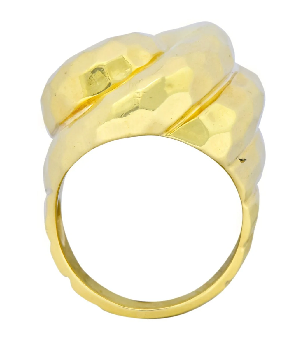 Henry Dunay Vintage 18 Karat Yellow Gold Hammered Swirl Ring - Image 7
